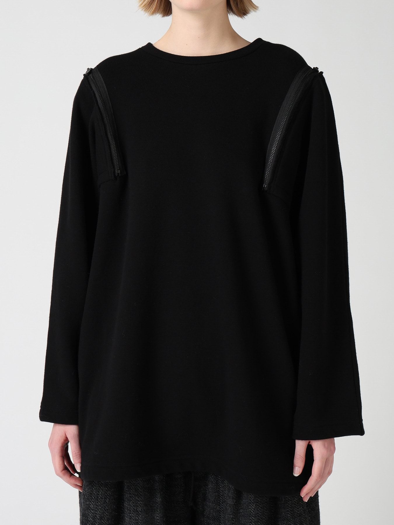 FRENCH TERRY SHOULDER ZIP PULLOVER