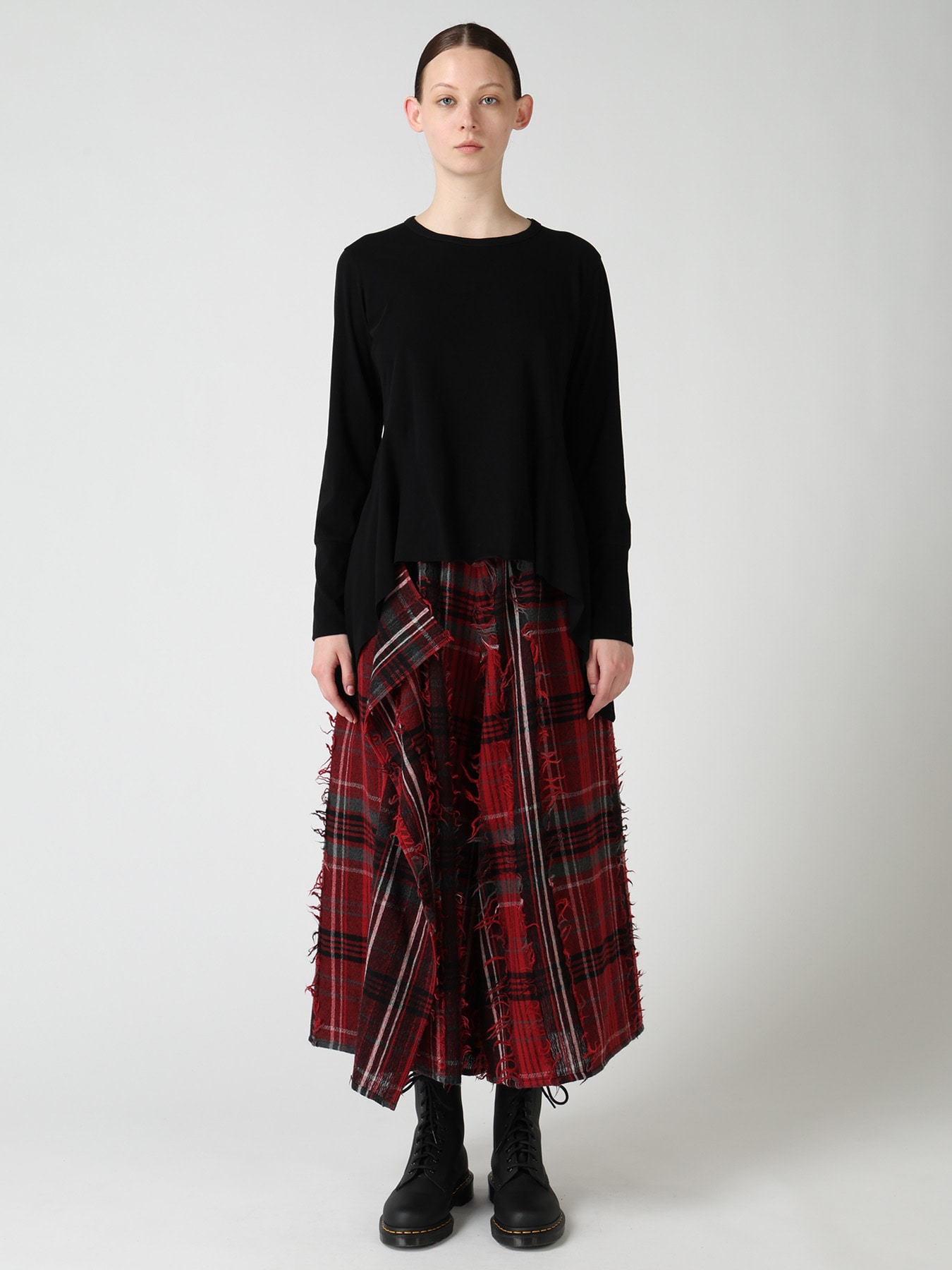 HARD TWISTED JERSEY SIDE DRAPE T-SHIRT