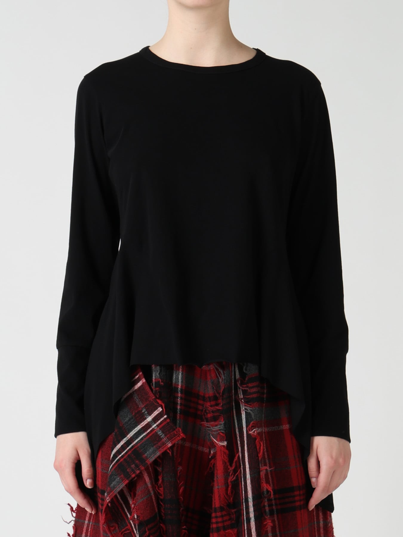 HARD TWISTED JERSEY SIDE DRAPE T-SHIRT