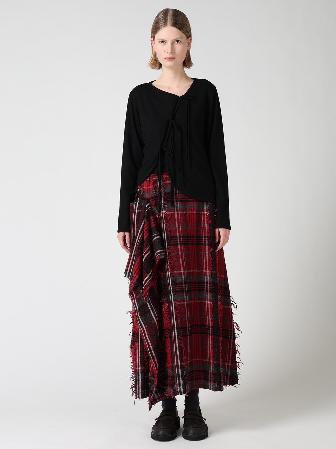 WOOL JERSEY CHINESE BUTTON ASYMMETRIC CARDIGAN