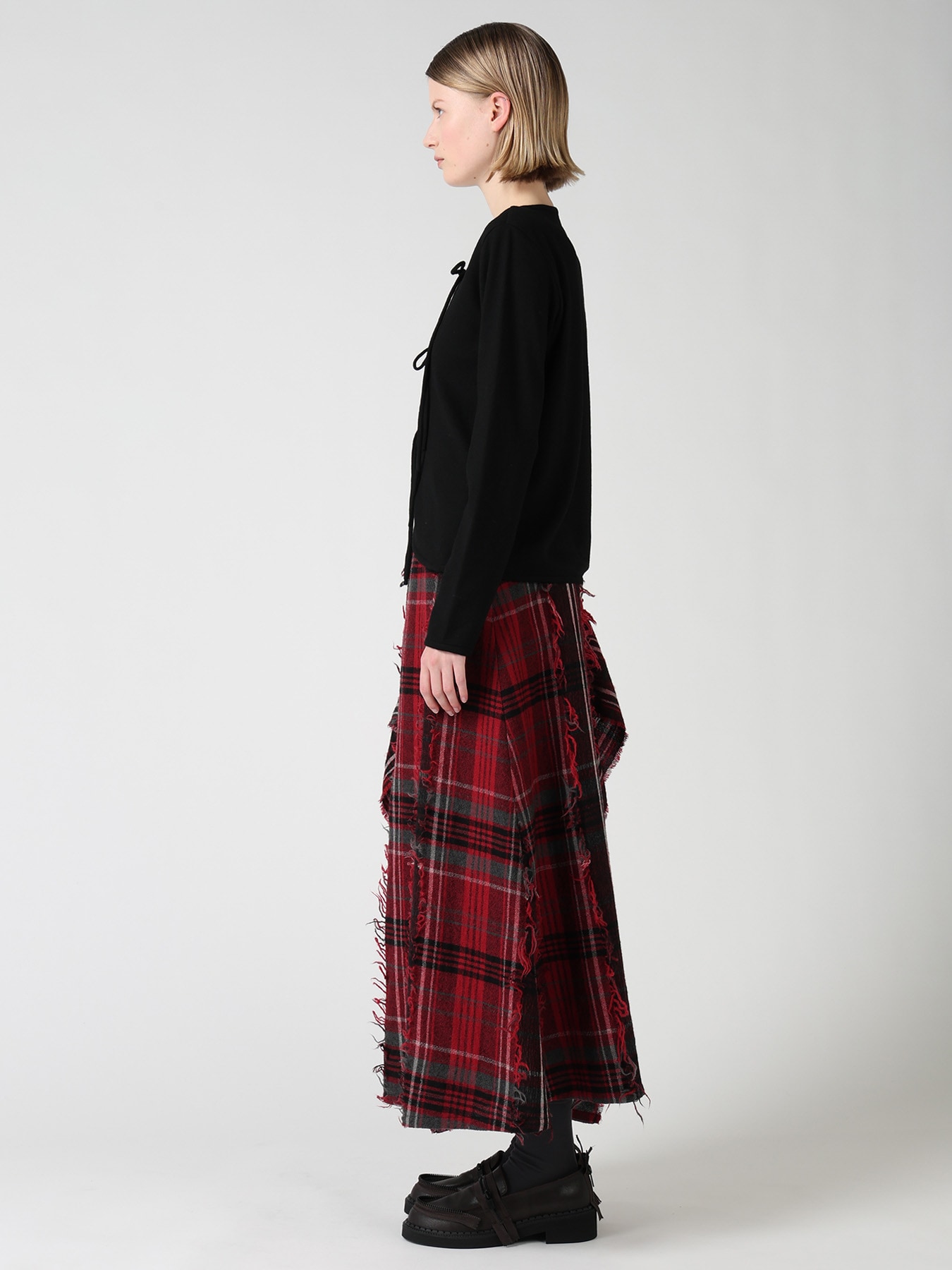 WOOL JERSEY CHINESE BUTTON ASYMMETRIC CARDIGAN