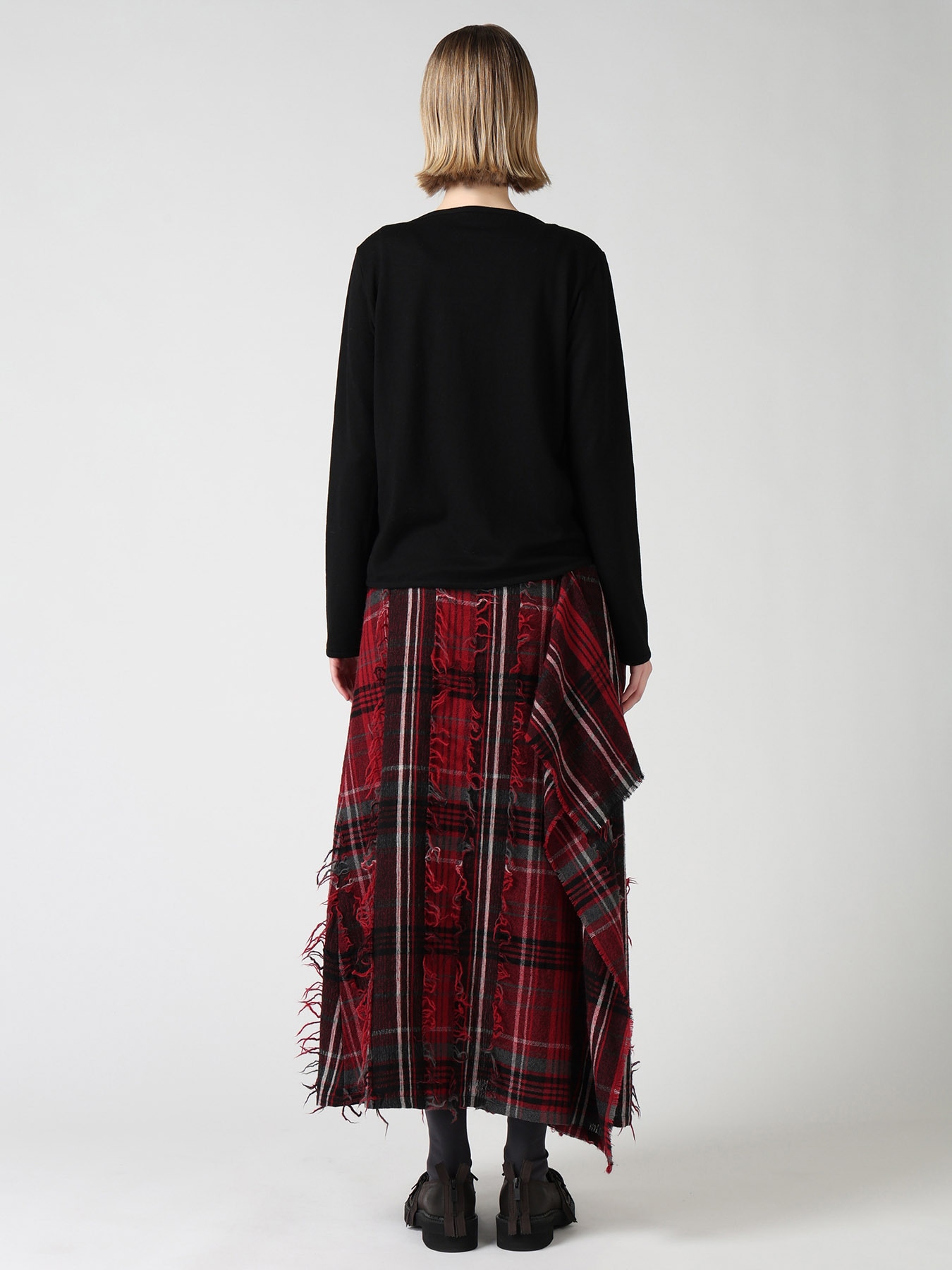 WOOL JERSEY CHINESE BUTTON ASYMMETRIC CARDIGAN