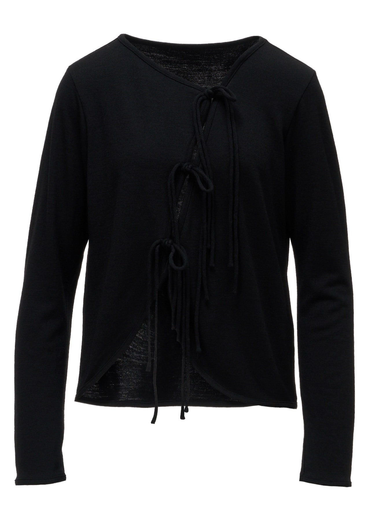 WOOL JERSEY CHINESE BUTTON ASYMMETRIC CARDIGAN