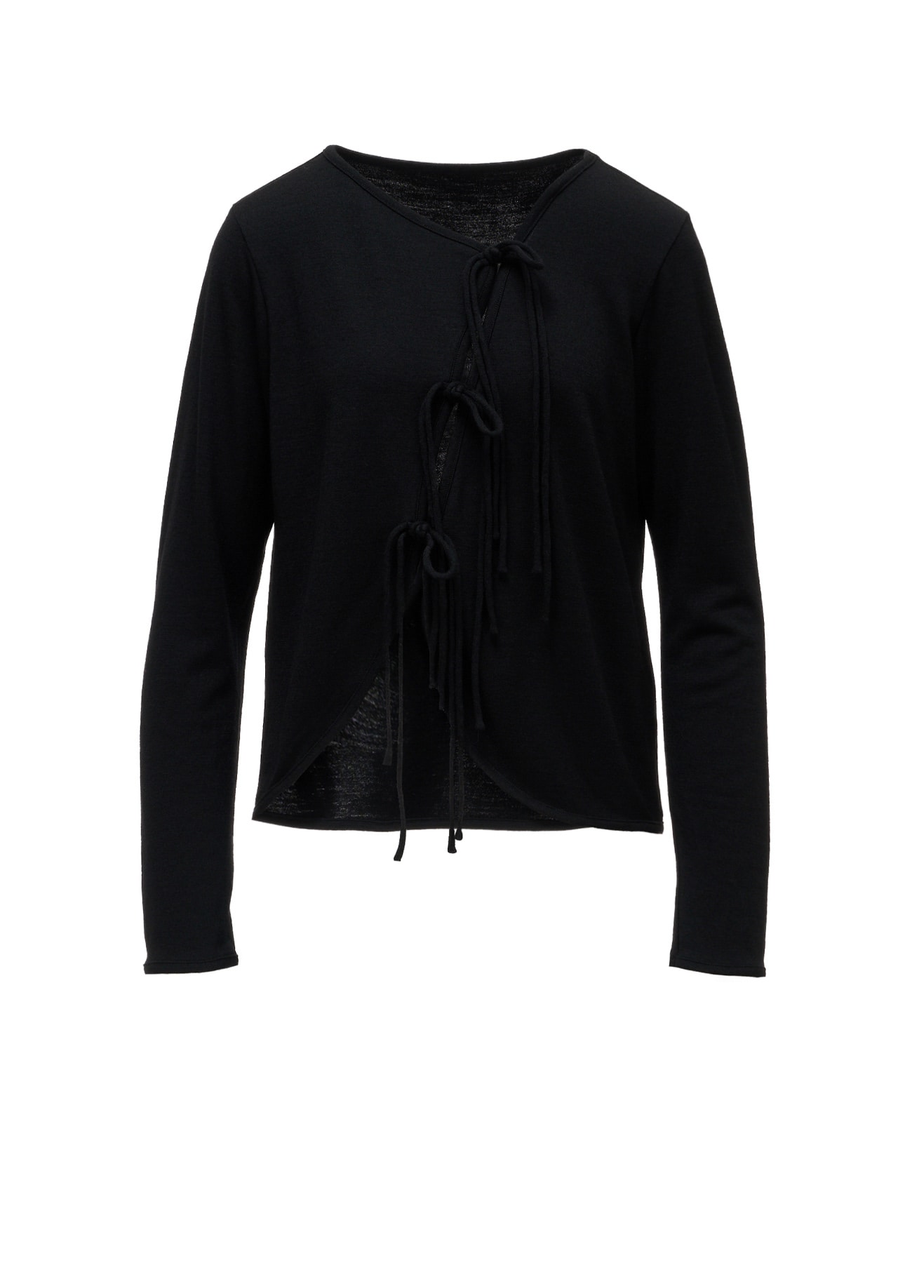 WOOL JERSEY CHINESE BUTTON ASYMMETRIC CARDIGAN