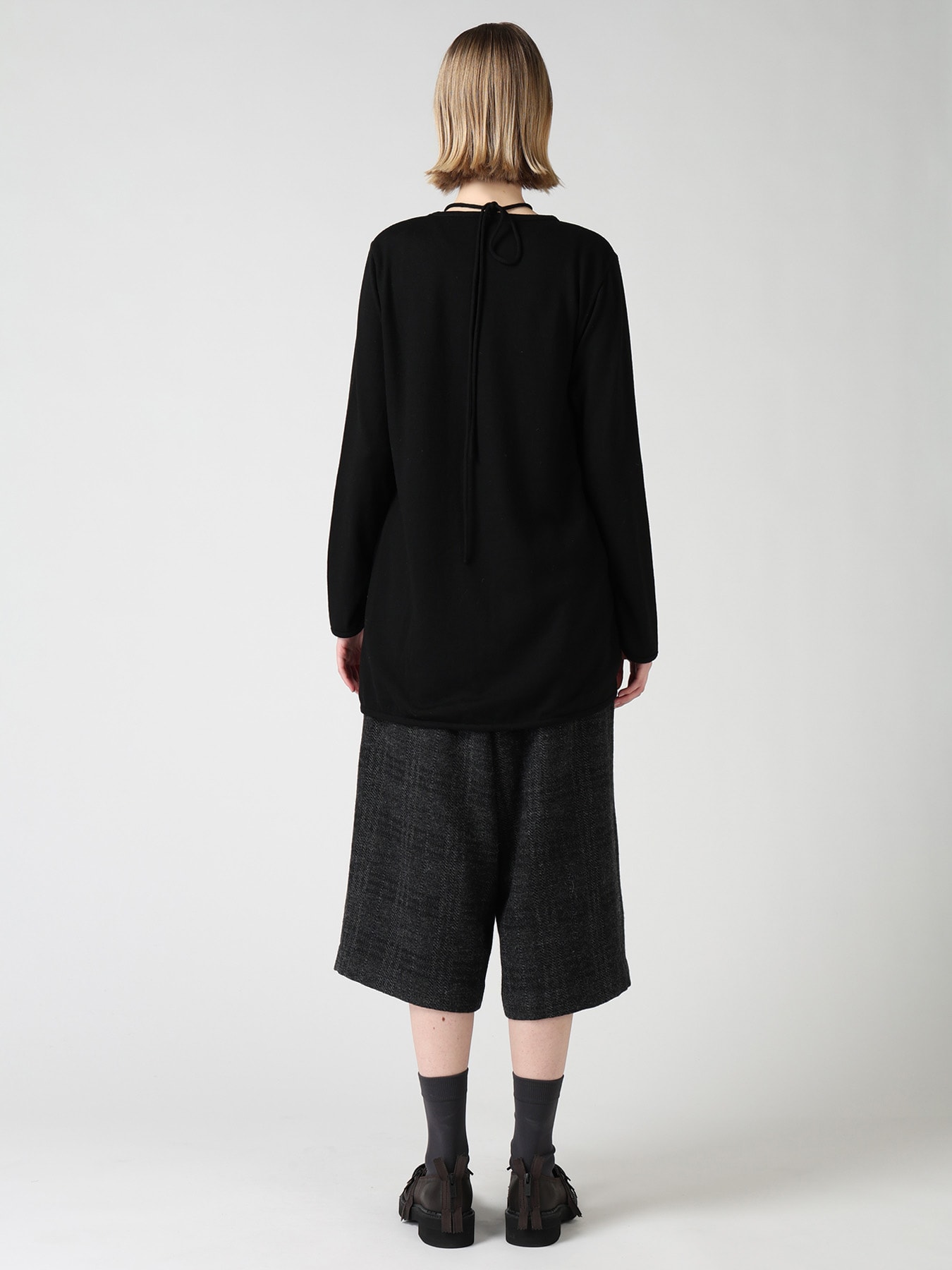 WOOL JERSEY CHINESE BUTTON ASYMMETRIC LONG CARDIGAN