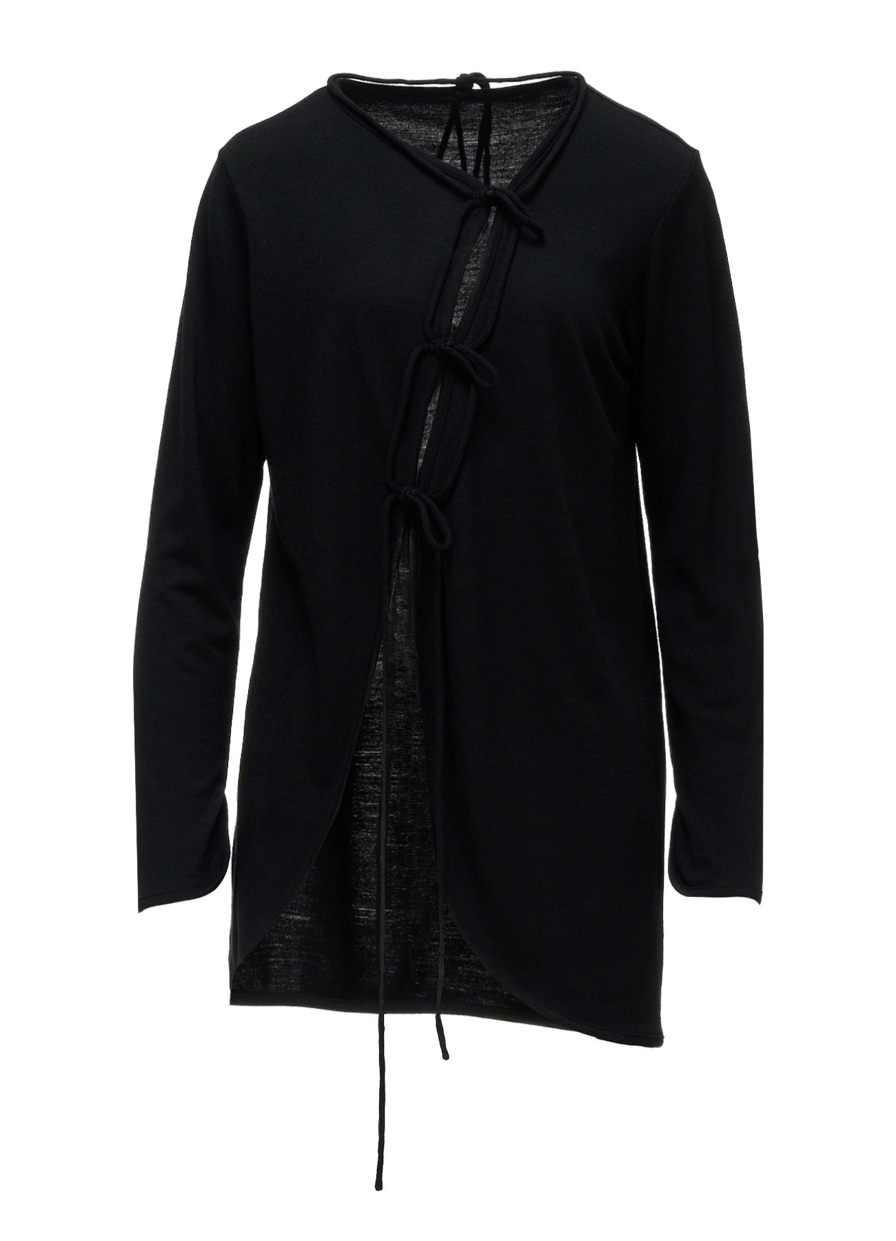 WOOL JERSEY CHINESE BUTTON ASYMMETRIC LONG CARDIGAN