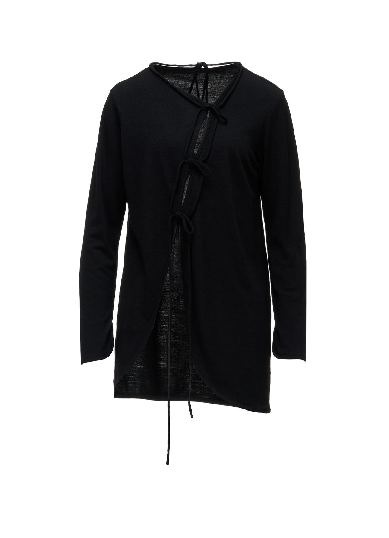 WOOL JERSEY CHINESE BUTTON ASYMMETRIC LONG CARDIGAN