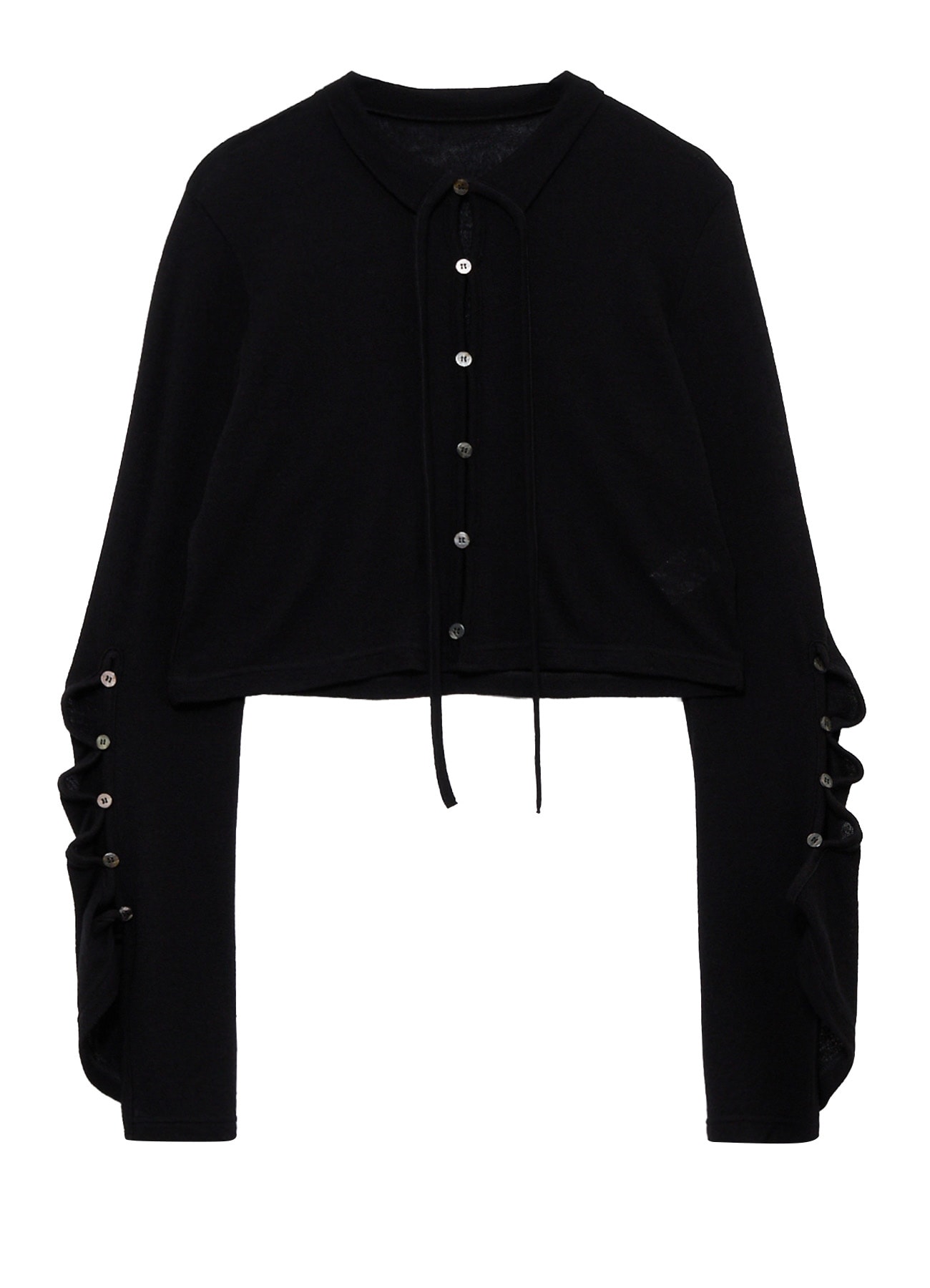 WOOL/SILK CREPE DRAPE SLEEVE CARDIGAN