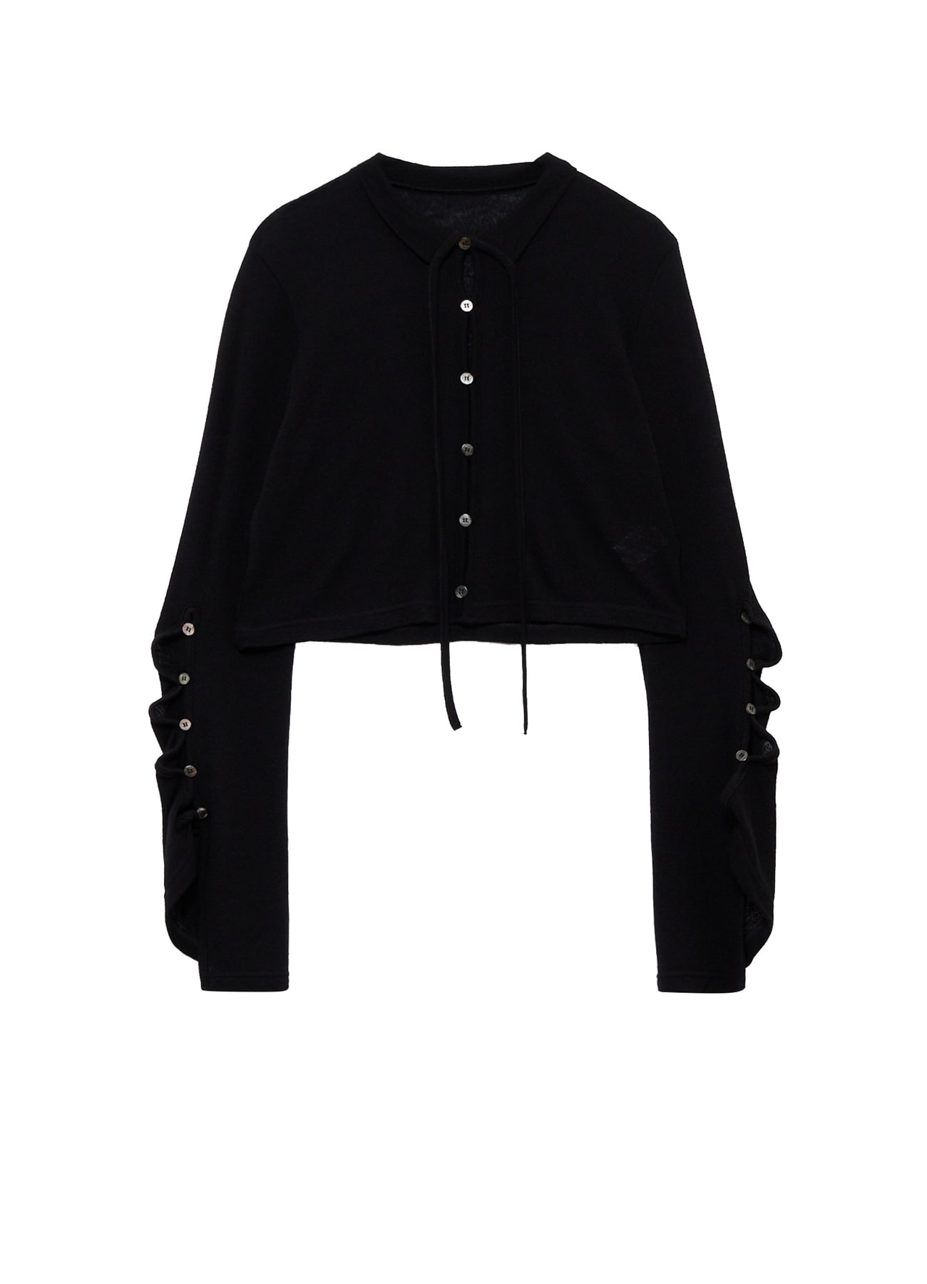 WOOL/SILK CREPE DRAPE SLEEVE CARDIGAN