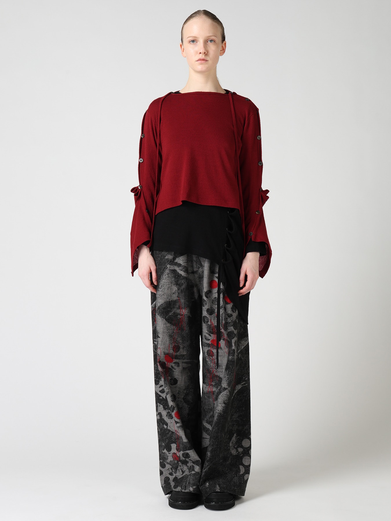 WOOL/SILK CREPE DRAPE BOAT NECK PULLOVER