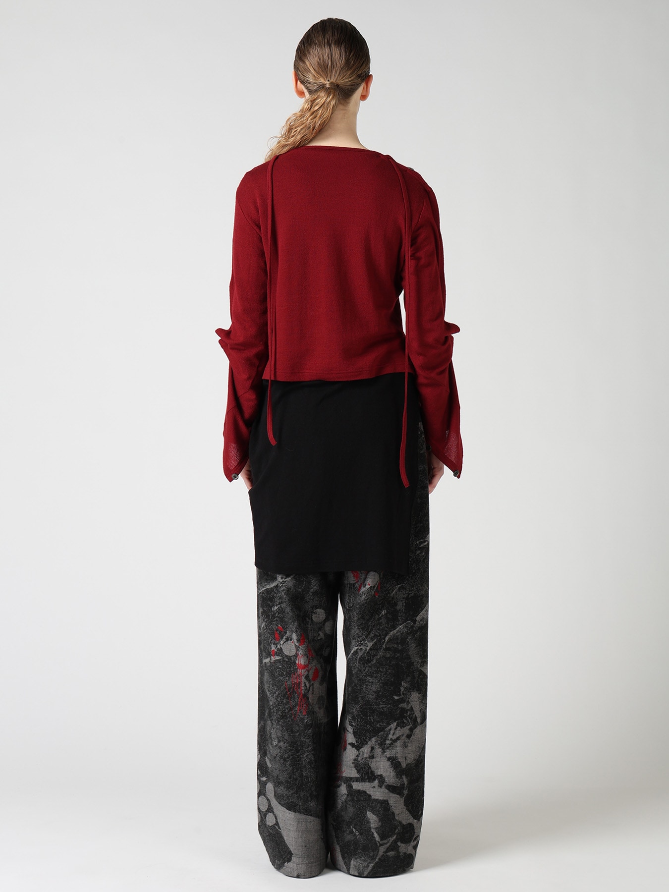 WOOL/SILK CREPE DRAPE BOAT NECK PULLOVER