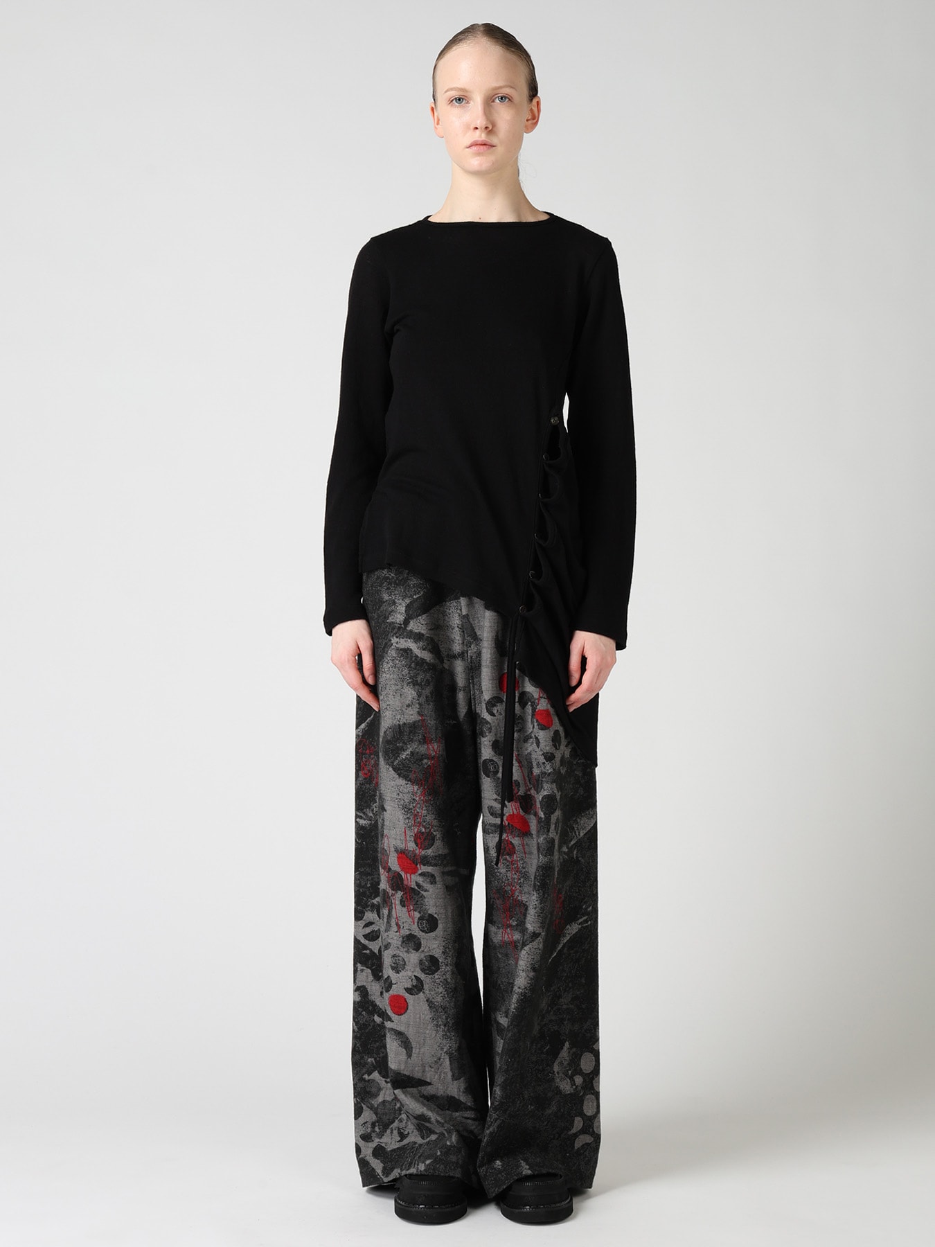 WOOL/SILK CREPE DRAPE SIDE DRAPE T-SHIRT
