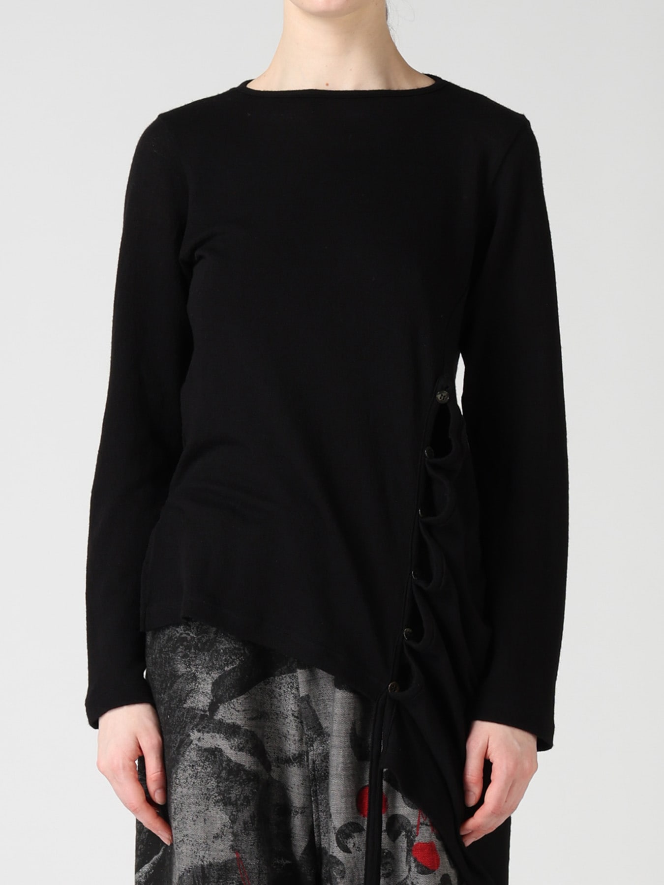 WOOL/SILK CREPE DRAPE SIDE DRAPE T-SHIRT