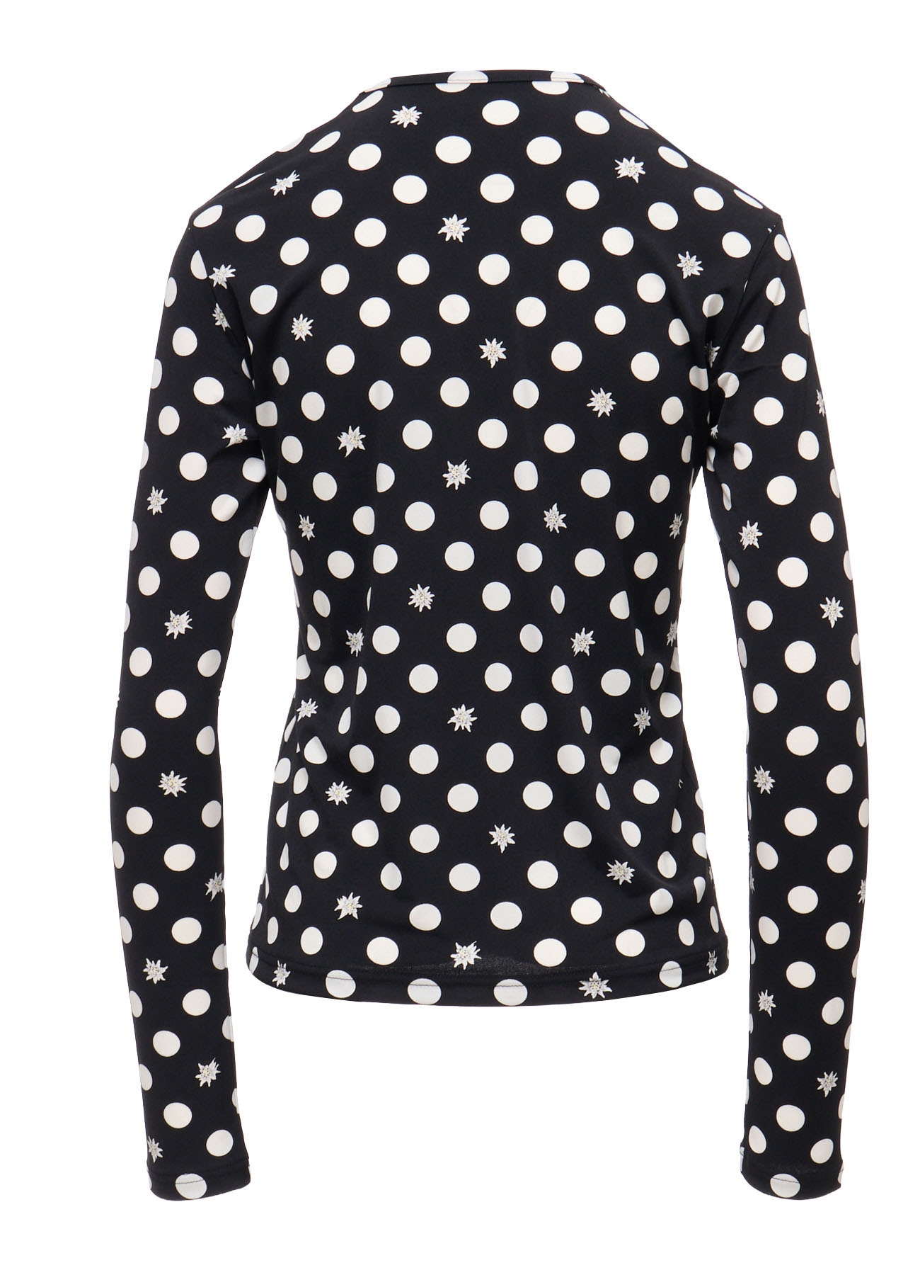 DOT FLOWER PRINT JERSEY ROUND NECK T-SHIRT