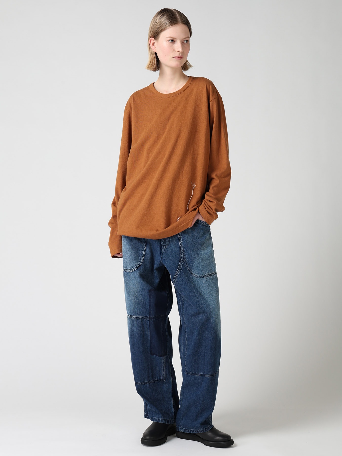 COTTON JERSEY Y'S STITCH BIG LONG SLEEVE T-SHIRT