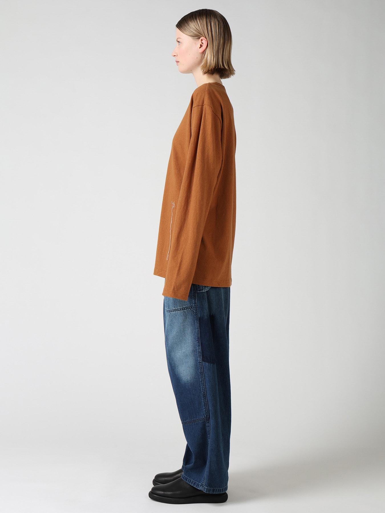 COTTON JERSEY Y'S STITCH BIG LONG SLEEVE T-SHIRT