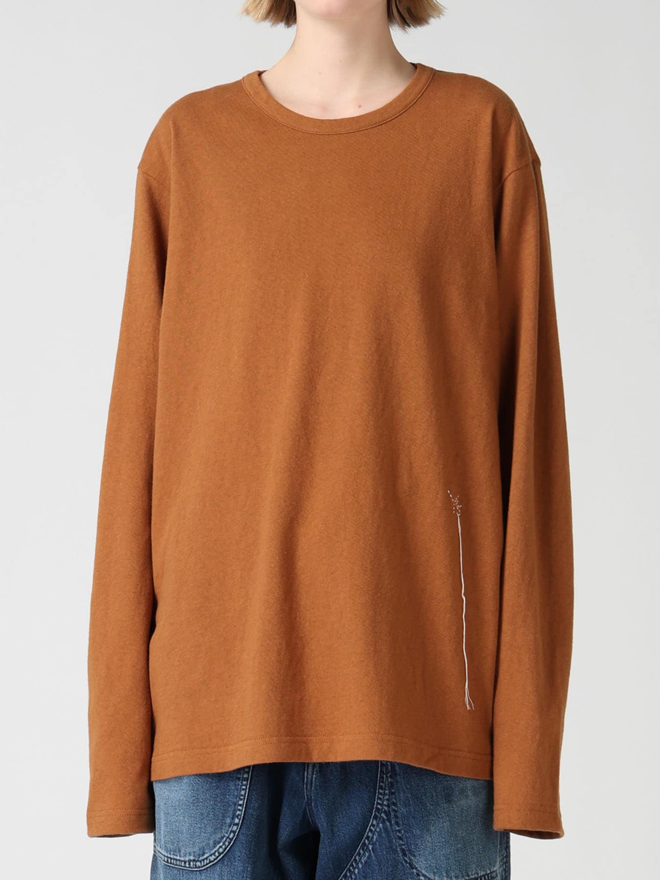 COTTON JERSEY Y'S STITCH BIG LONG SLEEVE T-SHIRT