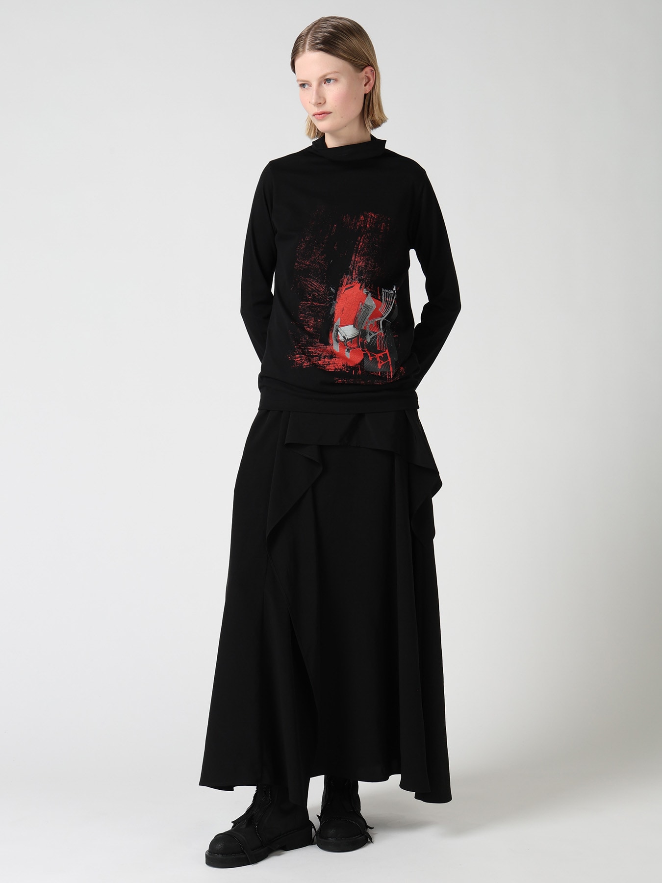 ATELIER PIGMENT PRINTED BOTTLE NECK T-SHIRT