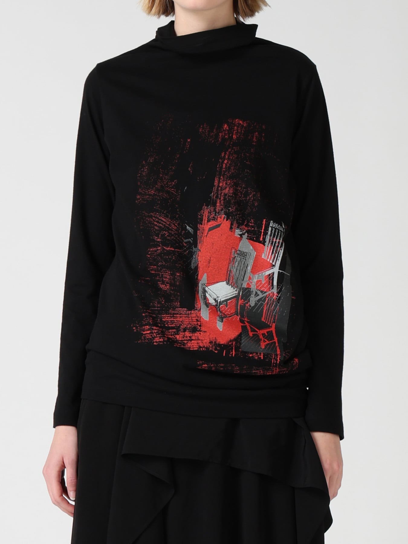 ATELIER PIGMENT PRINTED BOTTLE NECK T-SHIRT