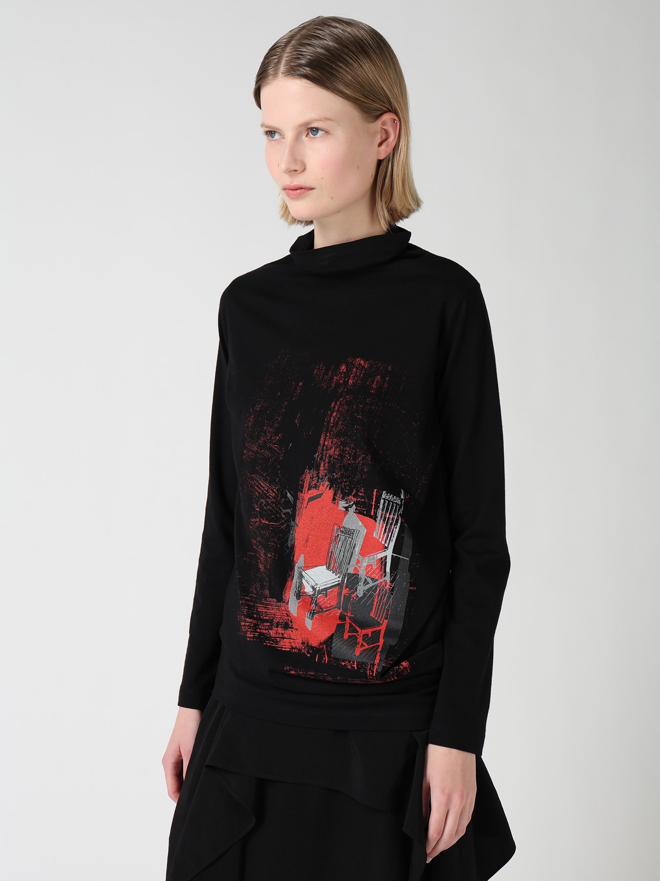 ATELIER PIGMENT PRINTED BOTTLE NECK T-SHIRT