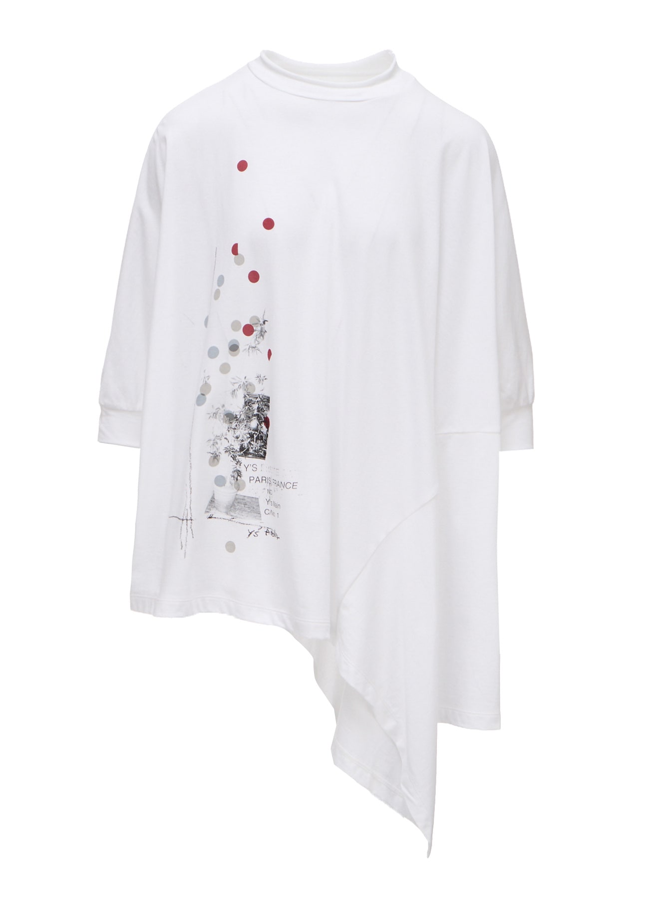 ATELIER PIGMENT PRINTED ASYMMETRIC DOLMAN SLEEVE T-SHIRT