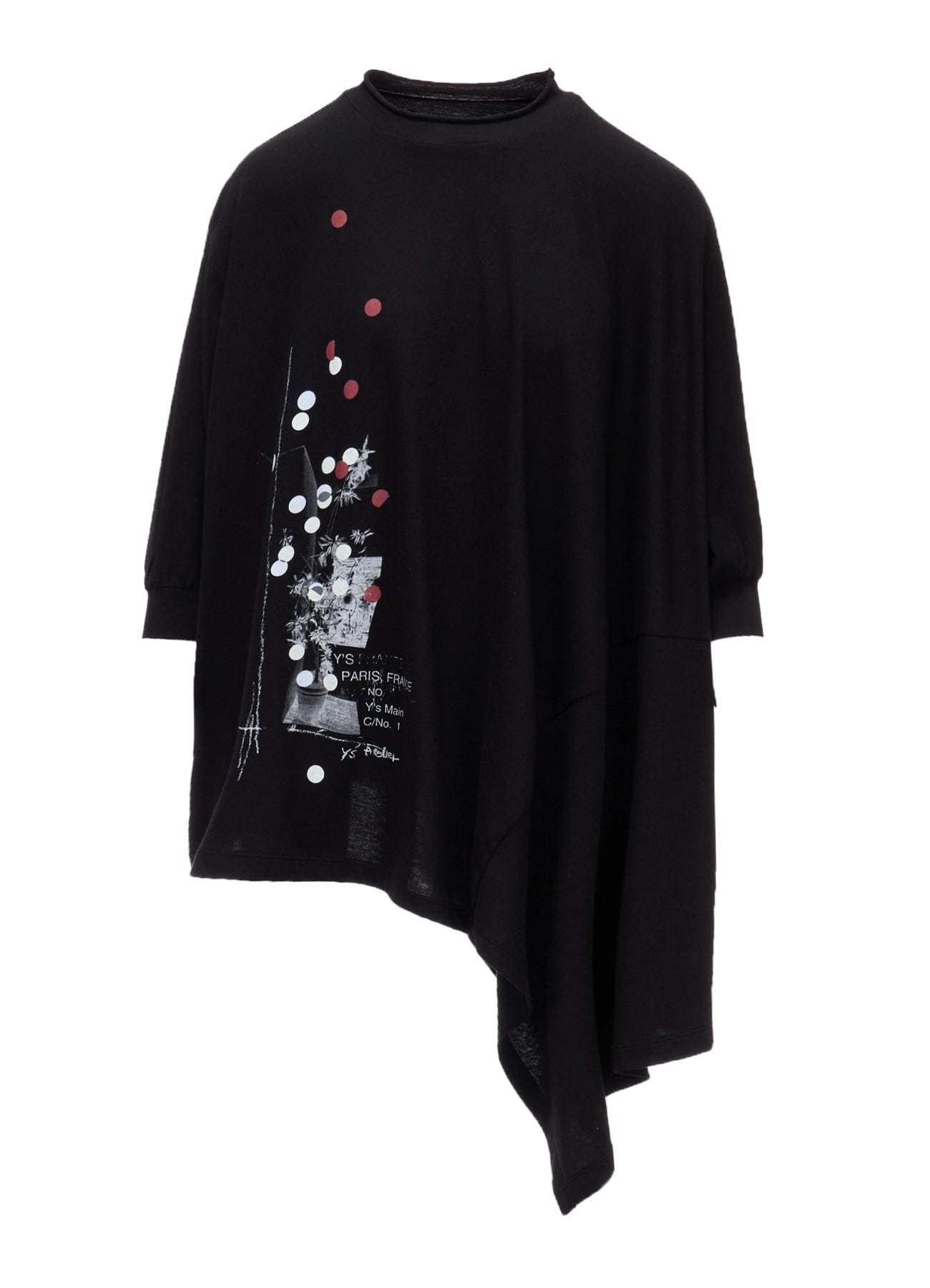 ATELIER PIGMENT PRINTED ASYMMETRIC DOLMAN SLEEVE T-SHIRT
