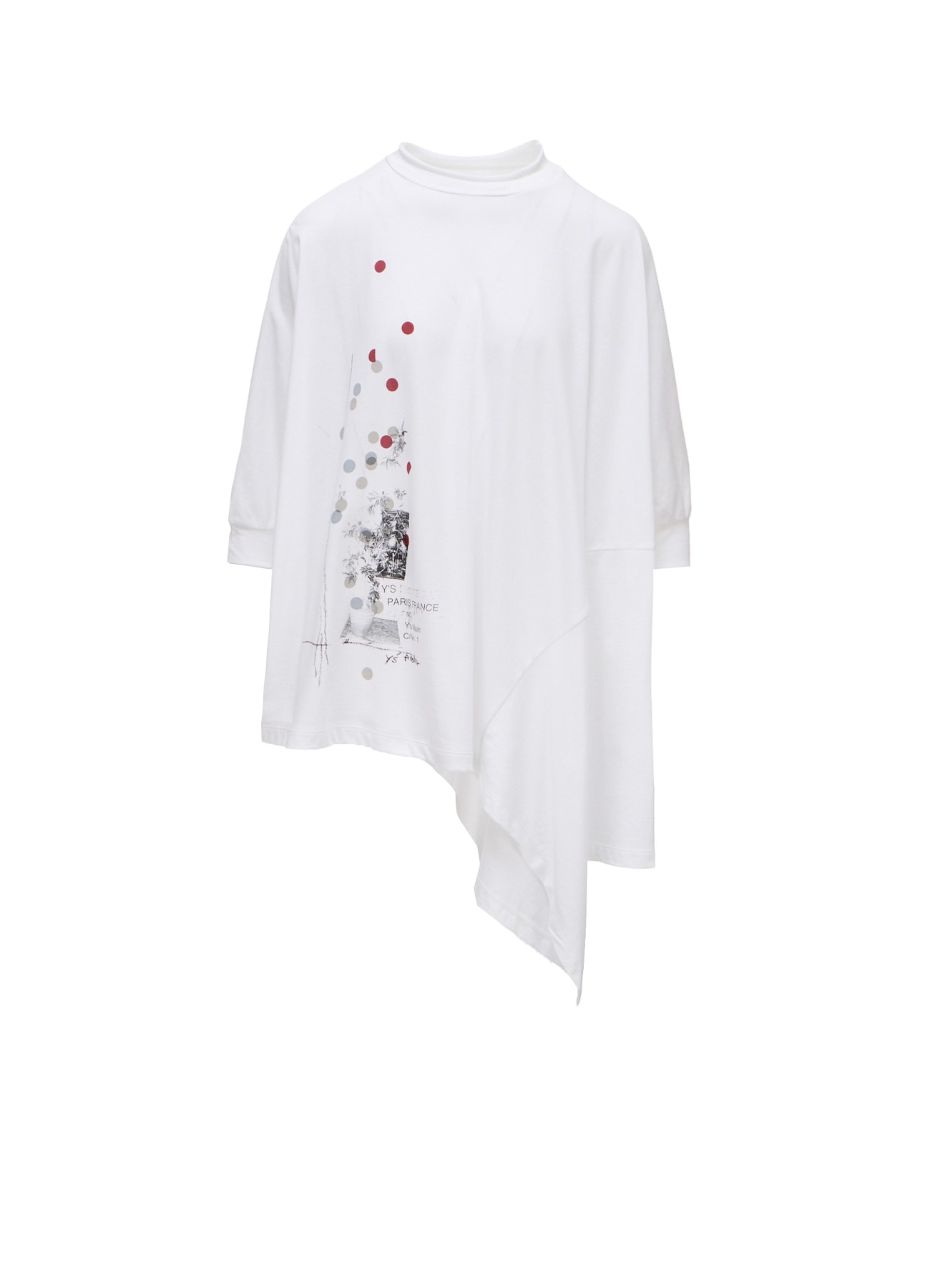ATELIER PIGMENT PRINTED ASYMMETRIC DOLMAN SLEEVE T-SHIRT