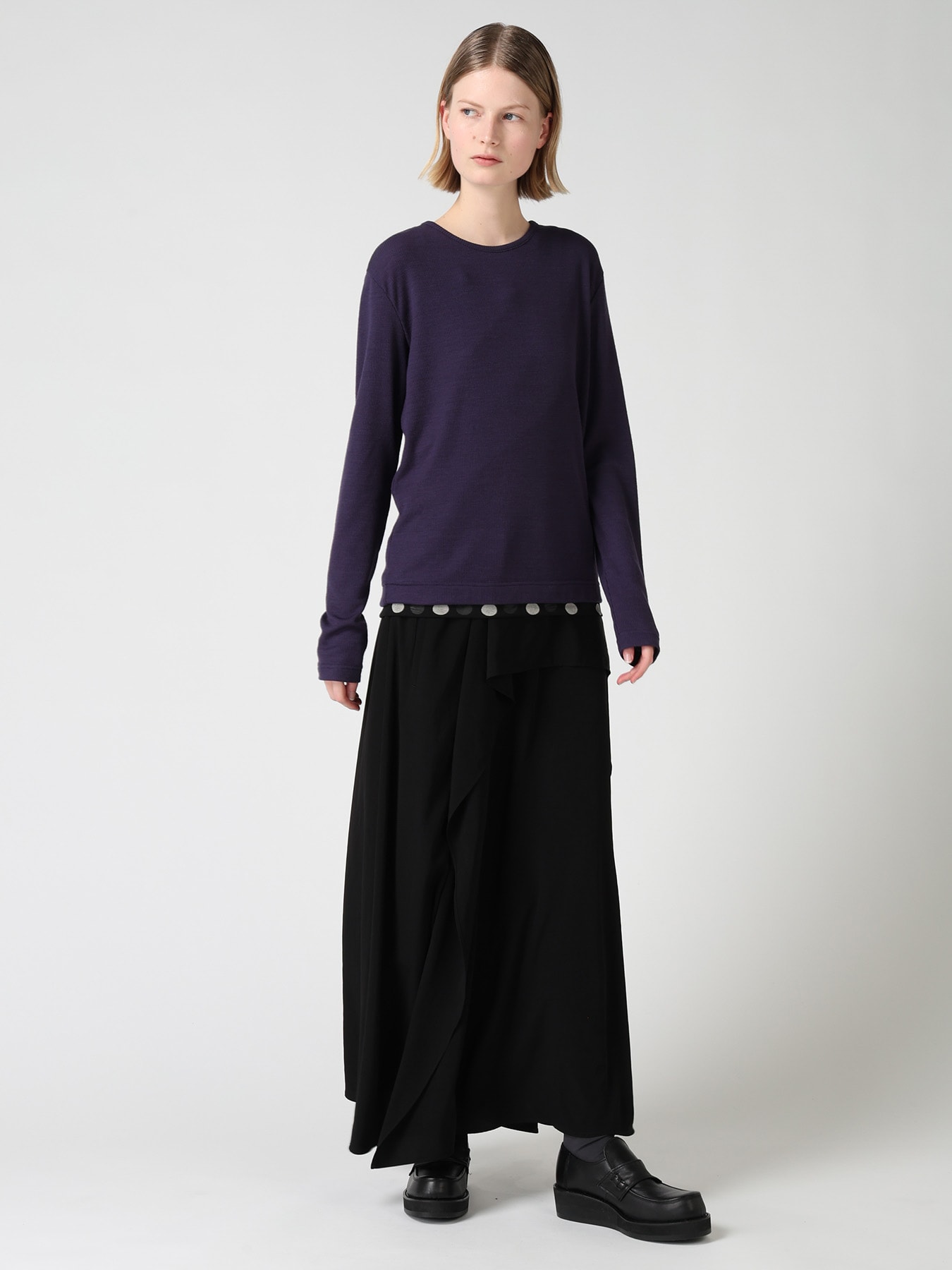 DOT PRINT TULLE ROUND NECK T-SHIRT