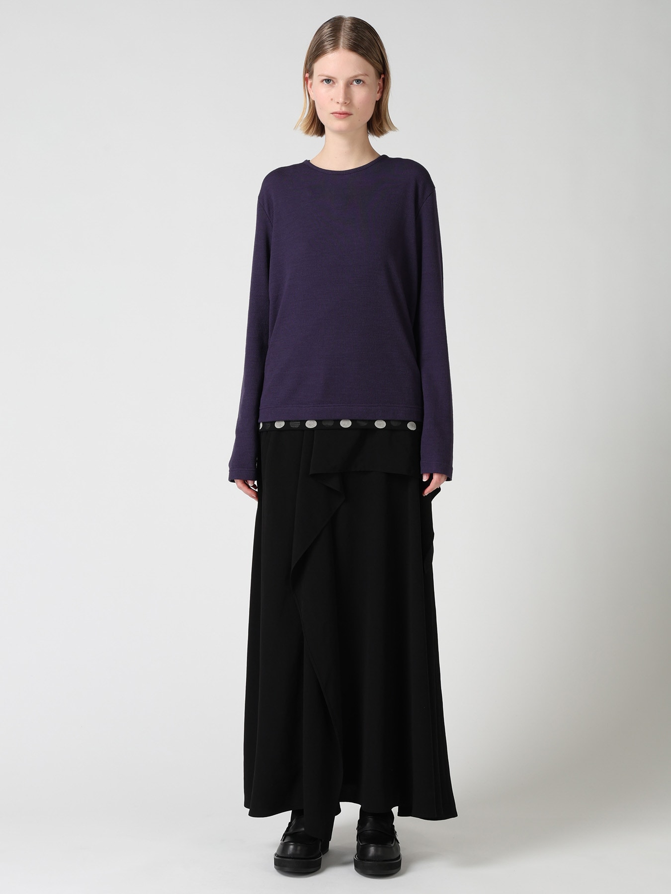 DOT PRINT TULLE ROUND NECK T-SHIRT