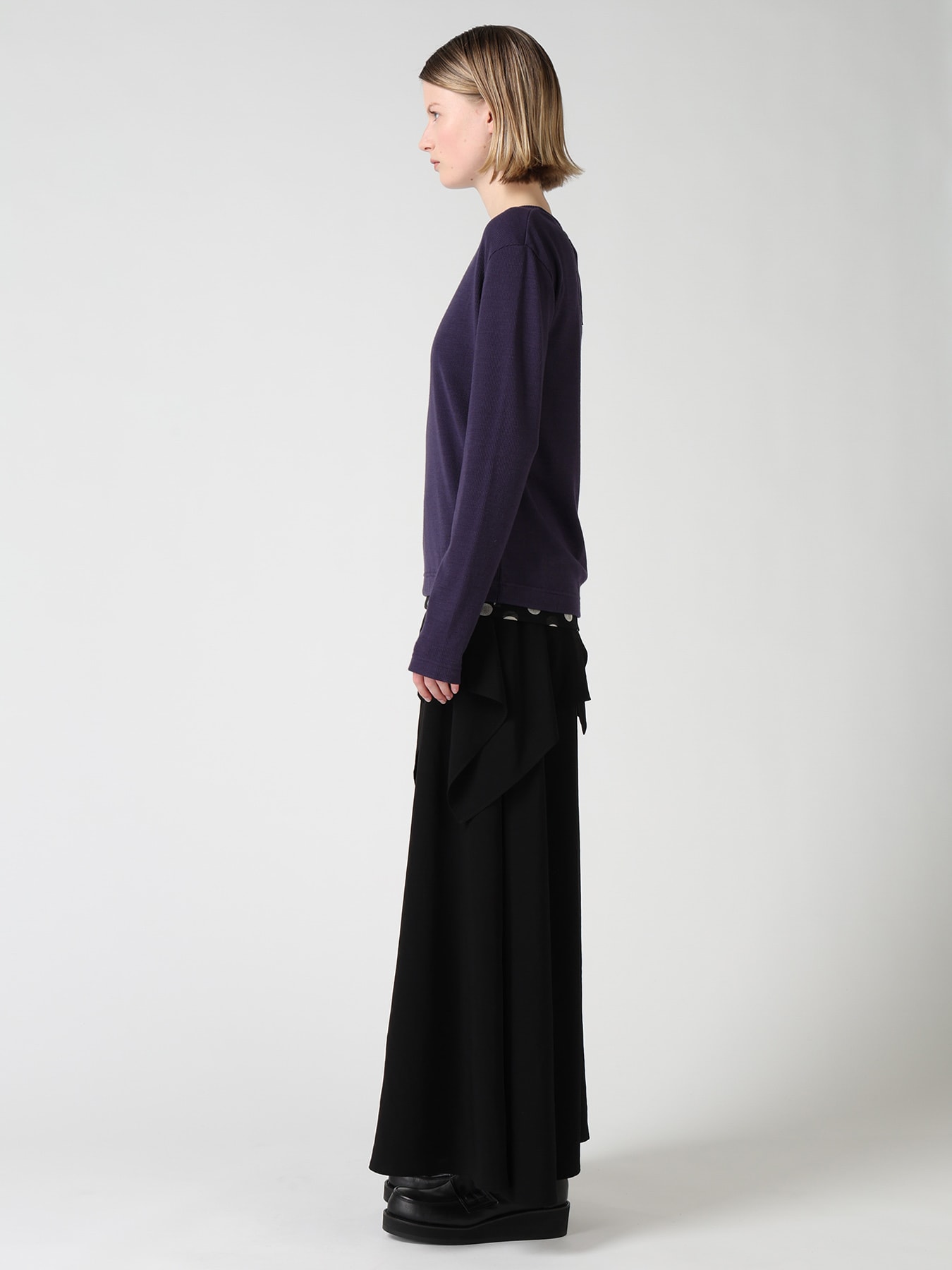 DOT PRINT TULLE ROUND NECK T-SHIRT