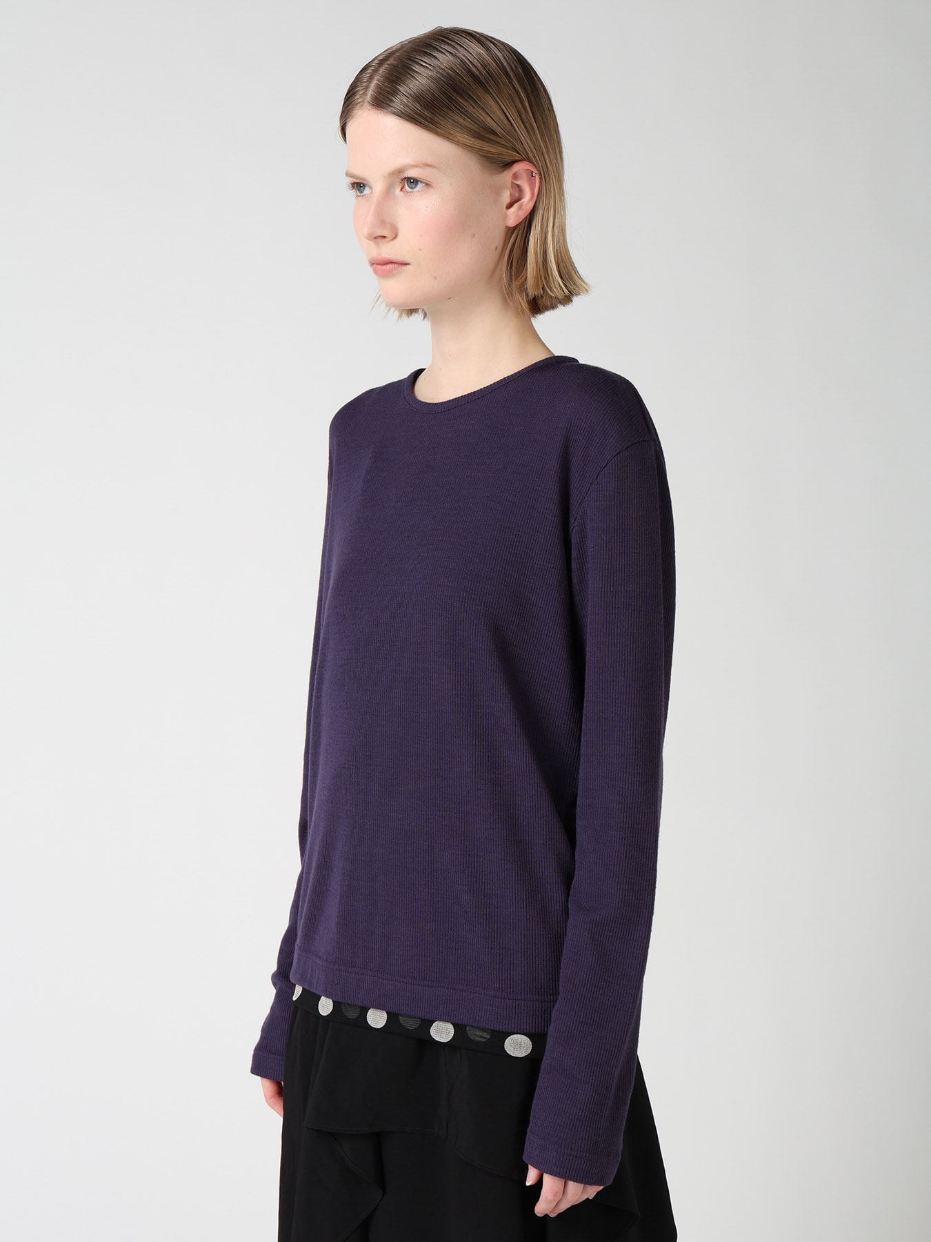 DOT PRINT TULLE ROUND NECK T-SHIRT
