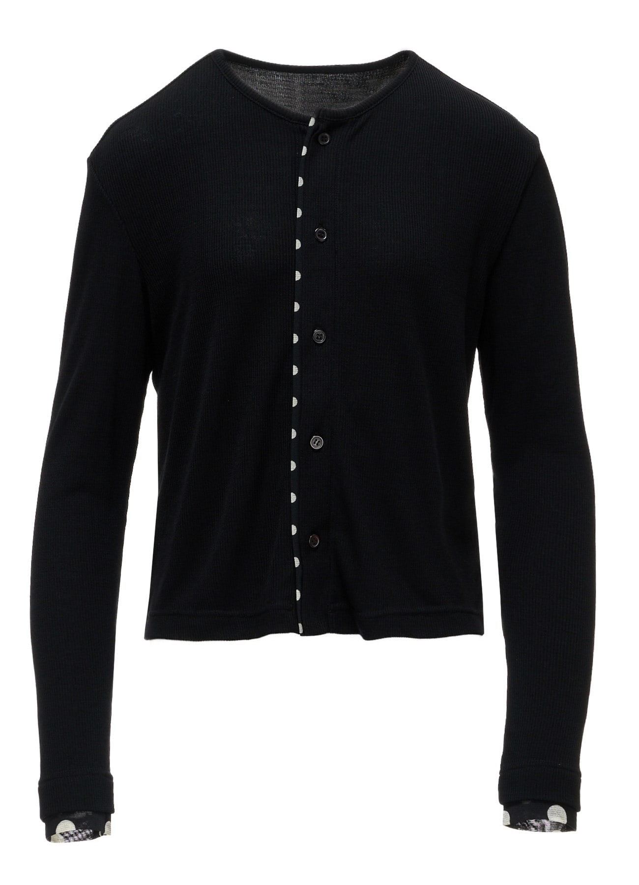 DOT PRINT TULLE ROUND NECK CARDIGAN
