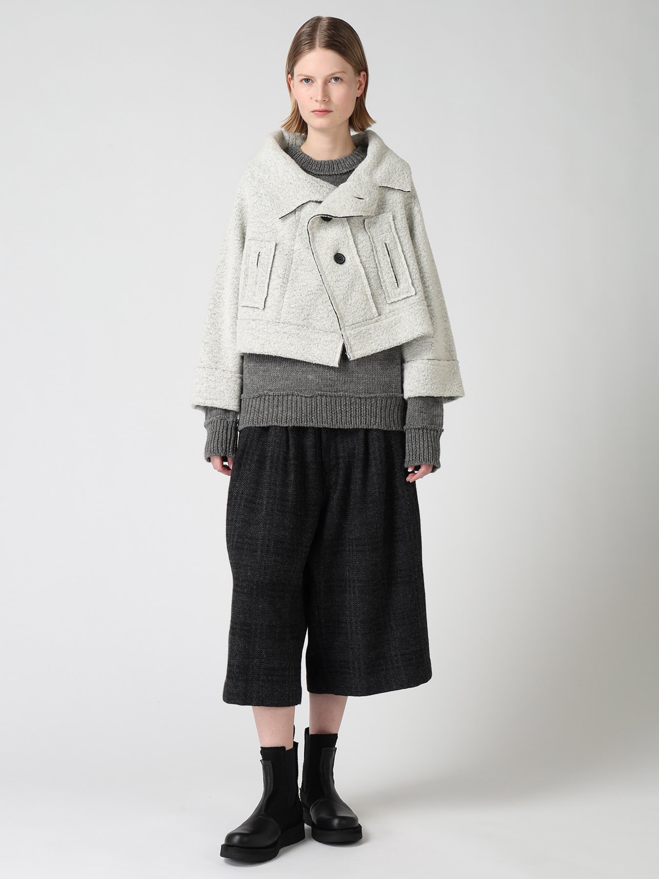 WOOL BLEND BOUCL? 3-BUTTON JACKET