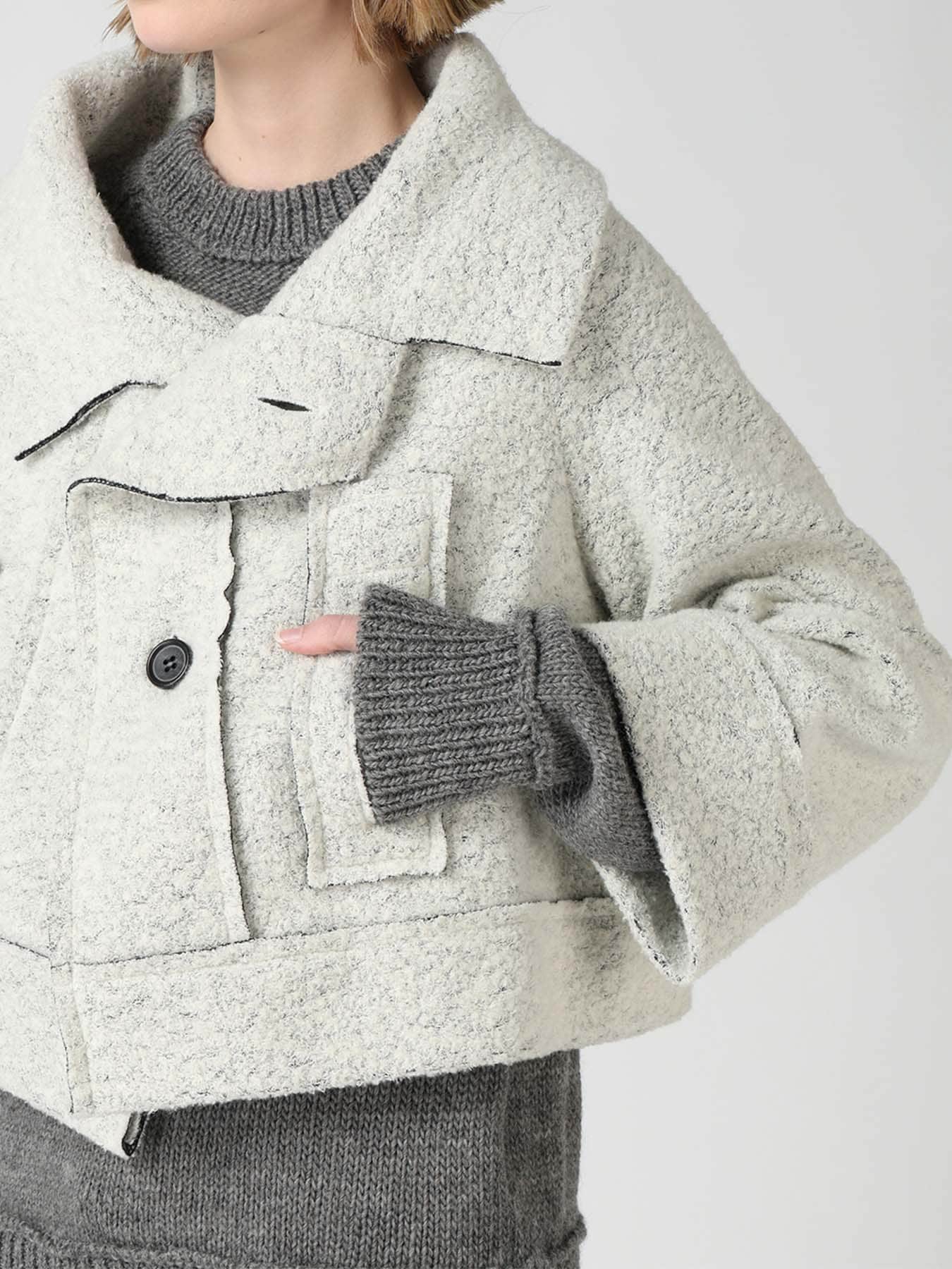 WOOL BLEND BOUCL? 3-BUTTON JACKET