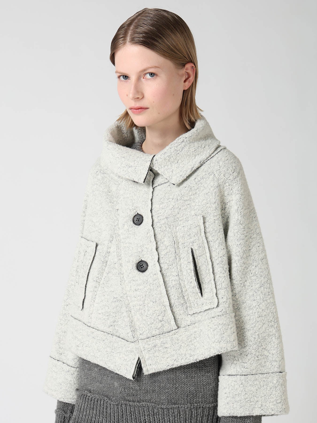 WOOL BLEND BOUCL? 3-BUTTON JACKET