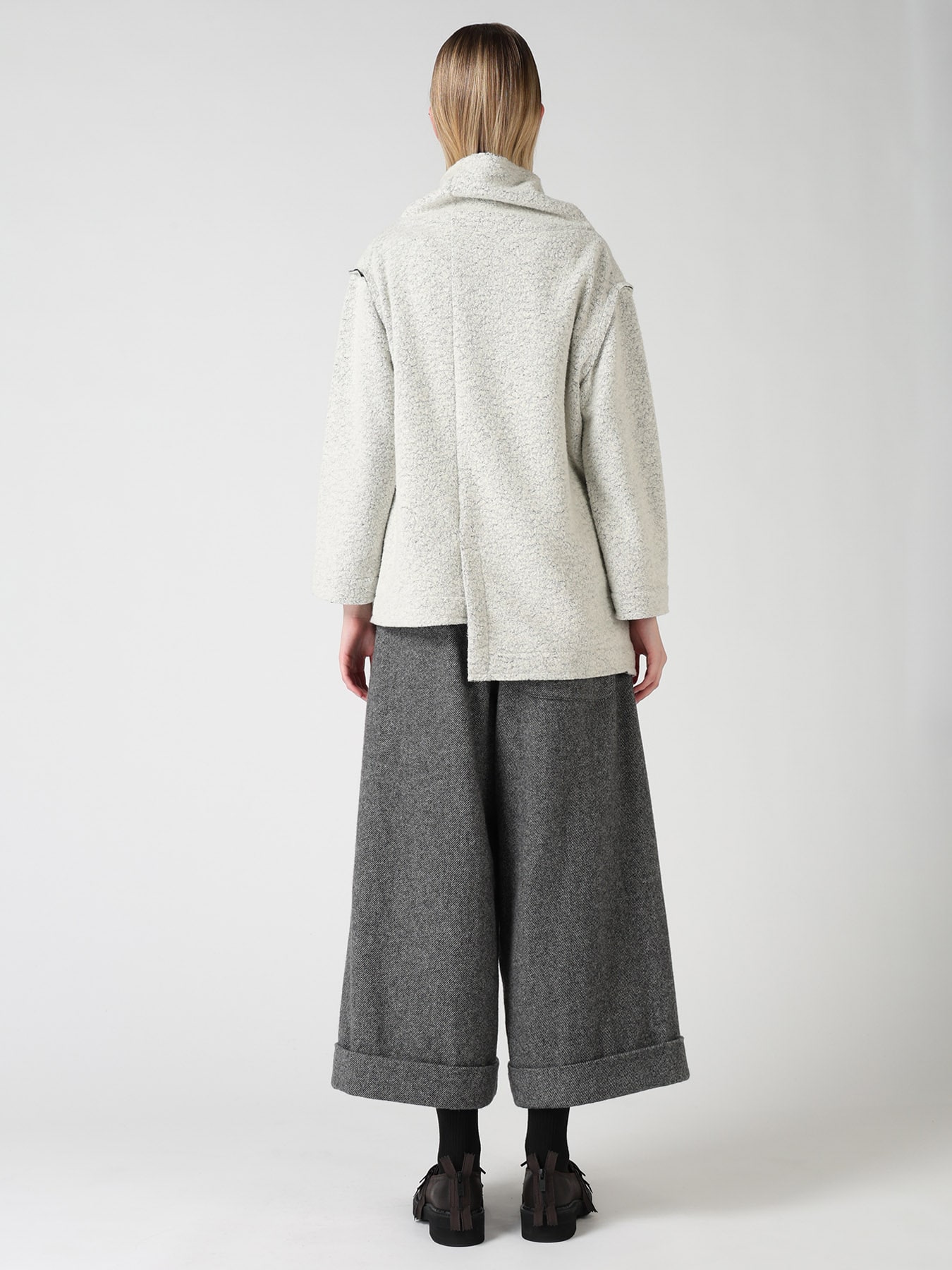 WOOL BLEND BOUCLE OFF-NECK JACKET