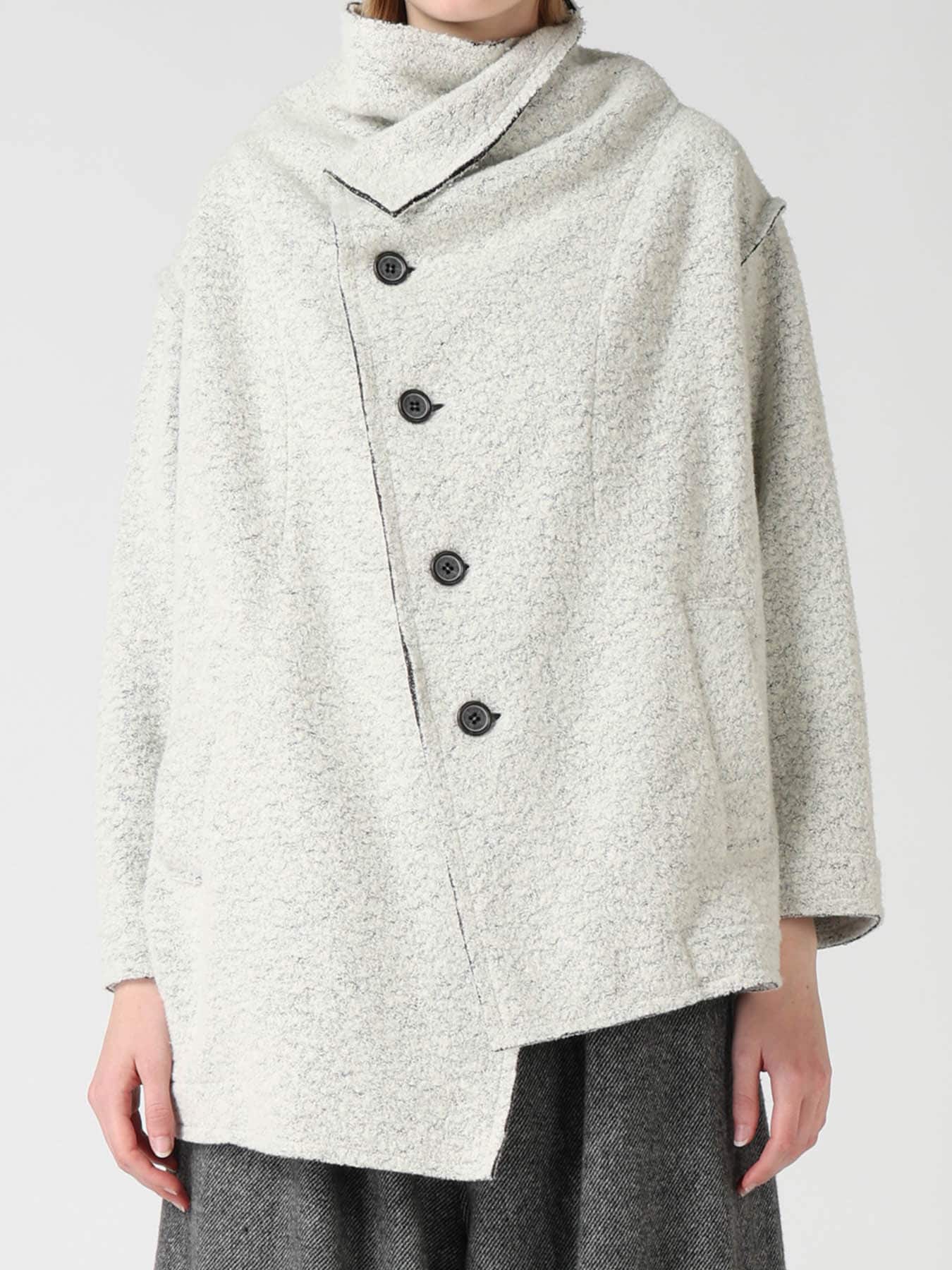 WOOL BLEND BOUCLE OFF-NECK JACKET