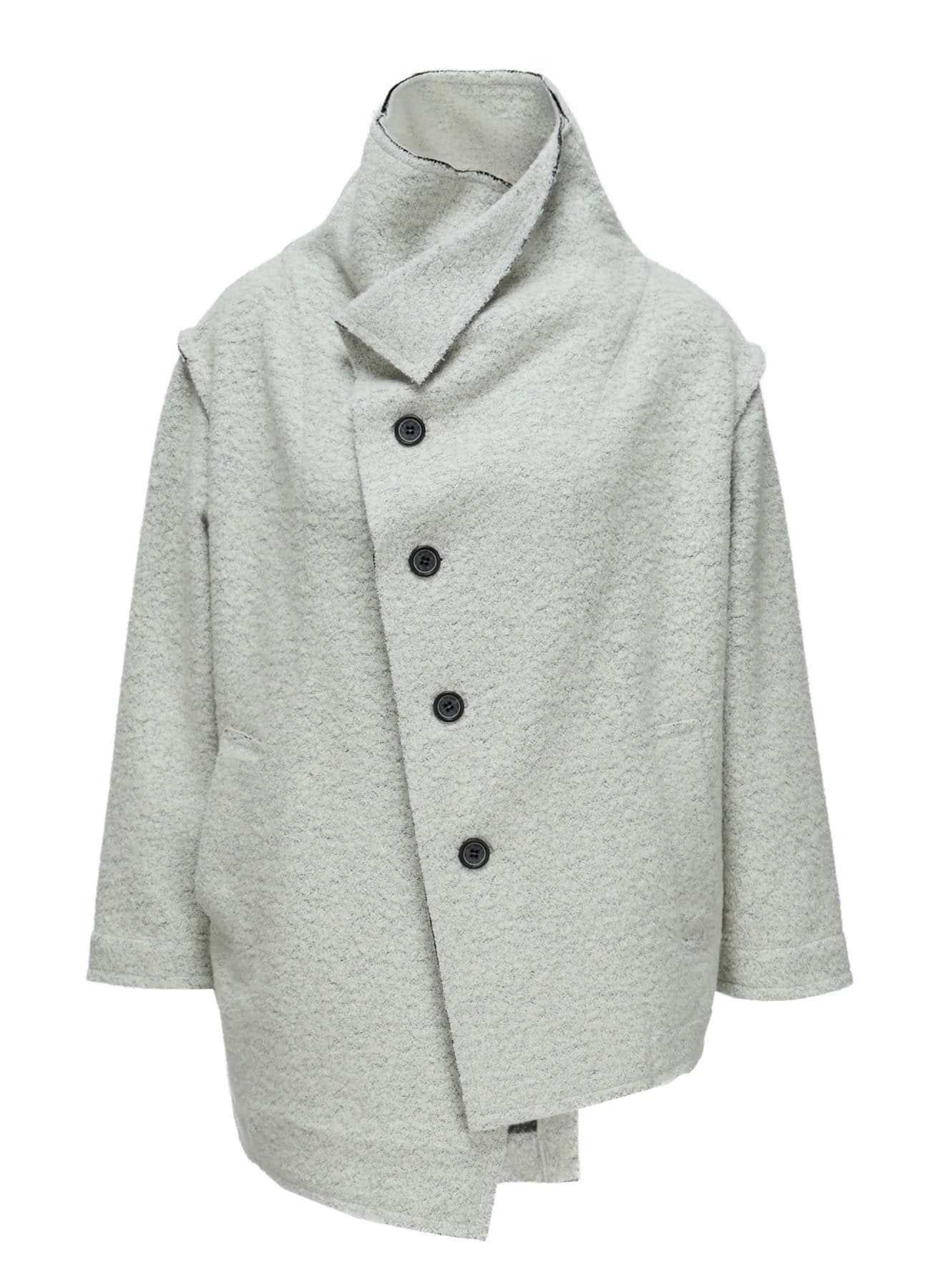 WOOL BLEND BOUCLE OFF-NECK JACKET