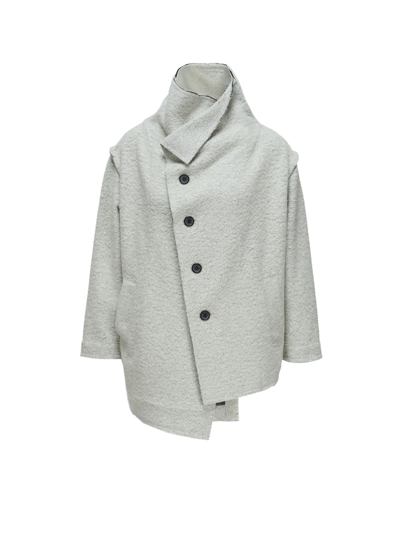 WOOL BLEND BOUCLE OFF-NECK JACKET
