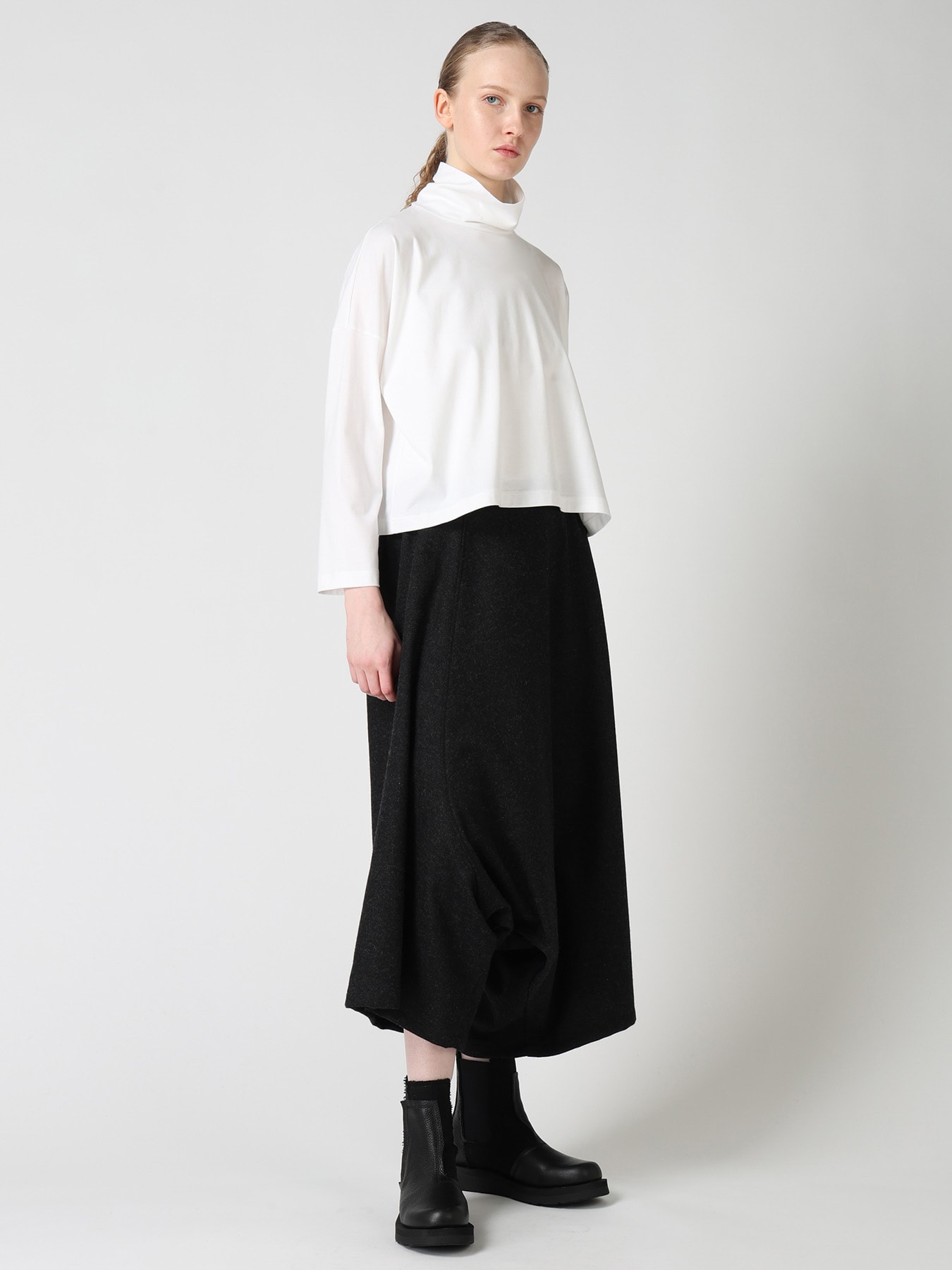 SUVIN JERSEY SHORT HIGH NECK T-SHIRT