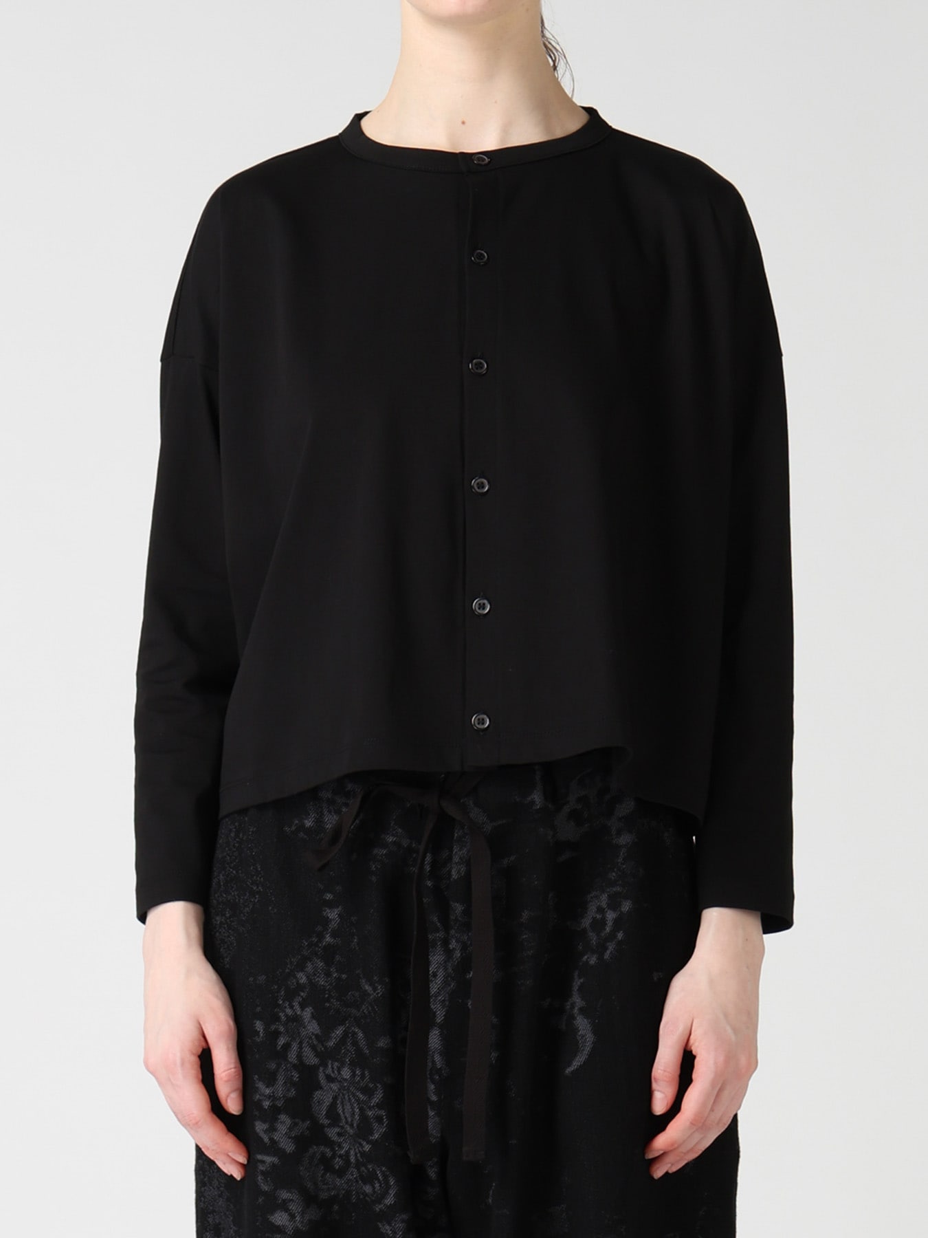 SUVIN JERSEY SHORT ROUND NECK CARDIGAN(S Black): Y's｜THE SHOP