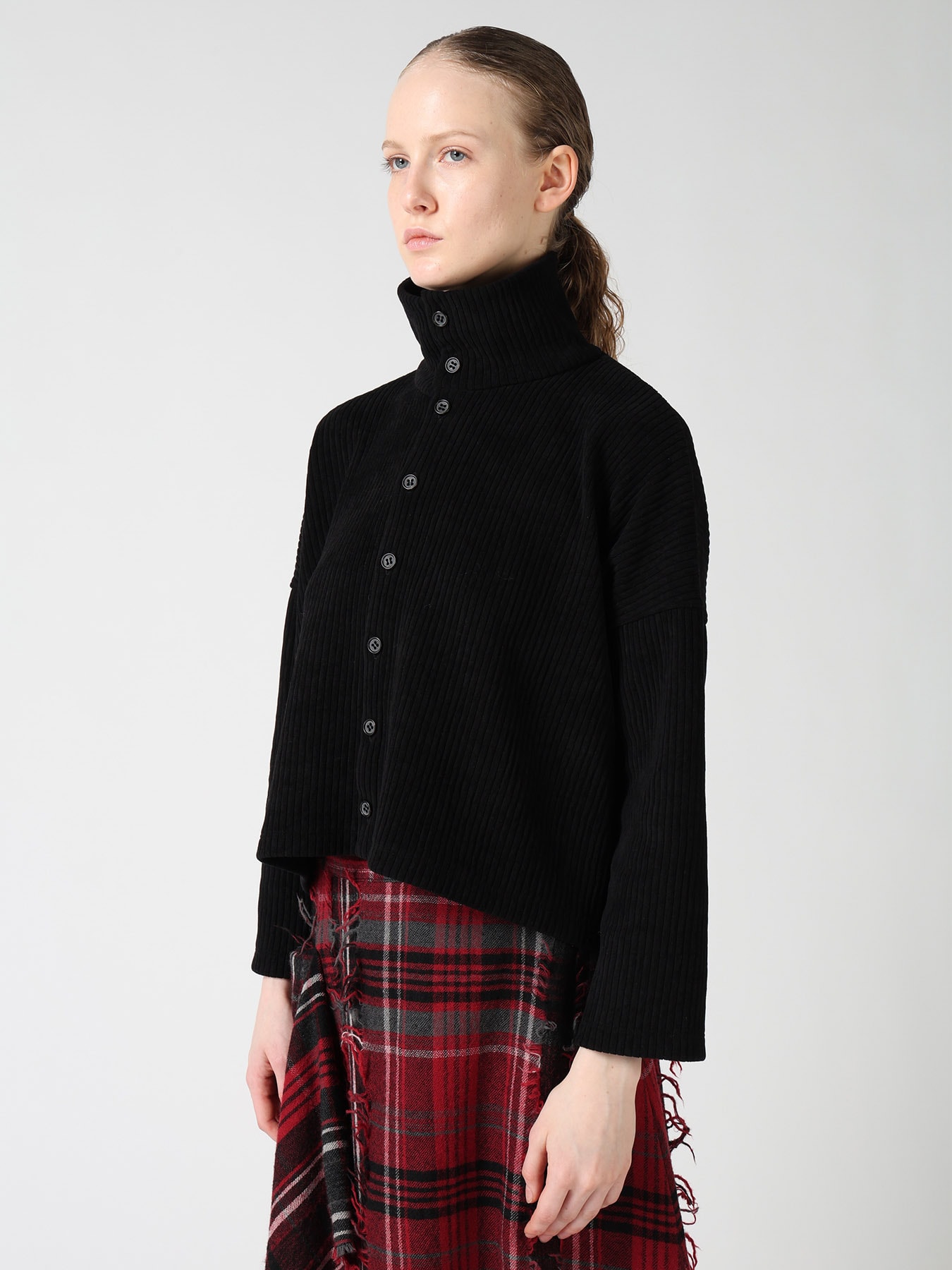 WIDE CORDUROY SHORT CARDIGAN