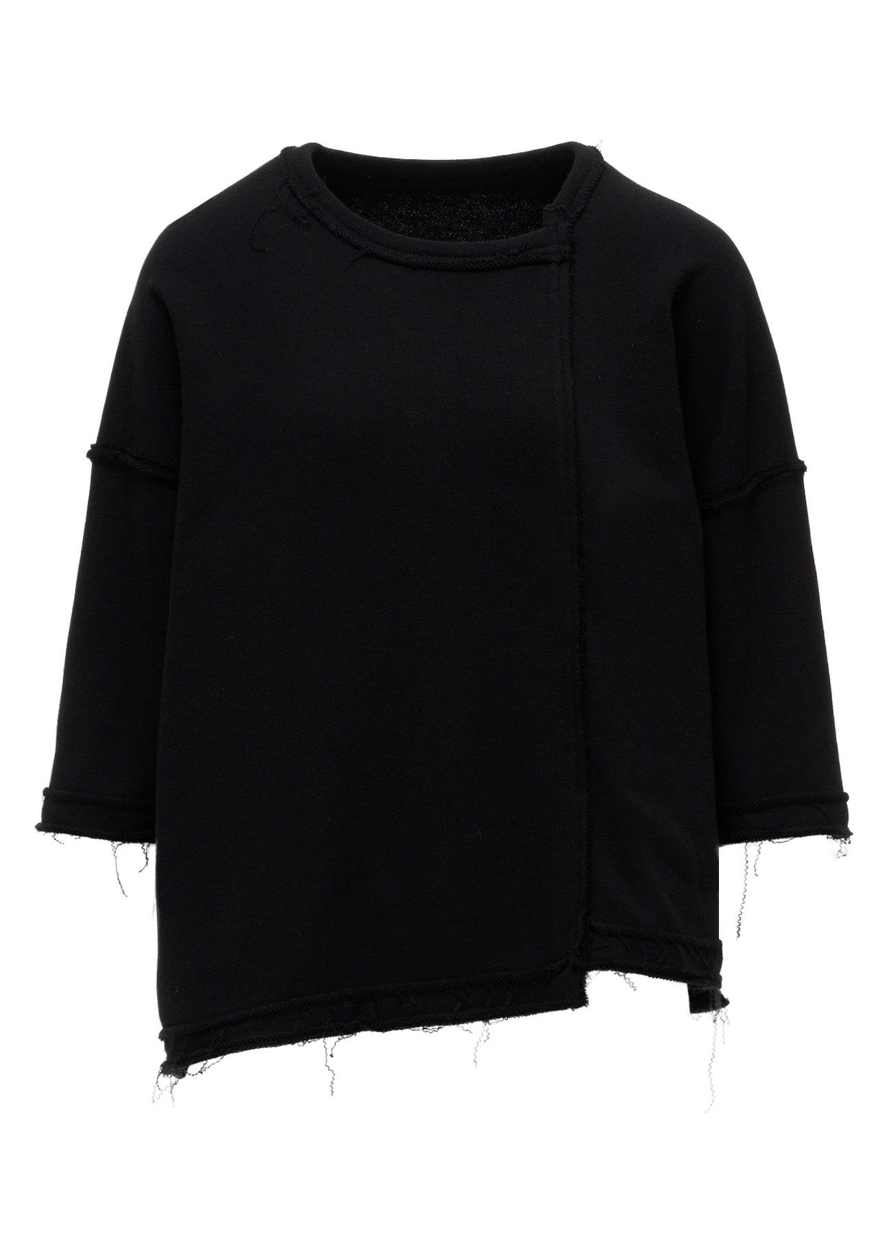 FRENCH TERRY ROUND NECK UNEVEN T-SHIRT