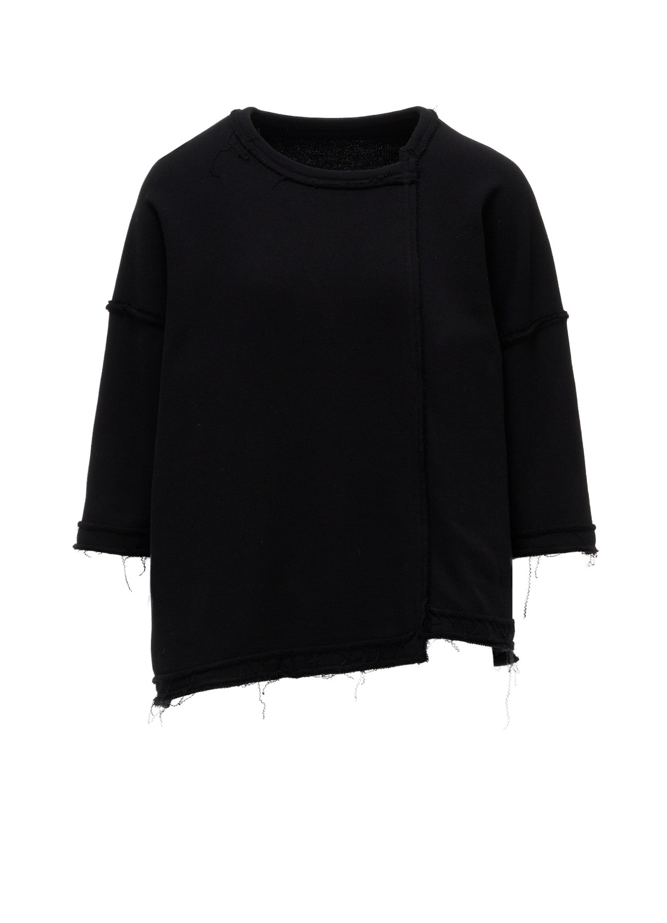 FRENCH TERRY ROUND NECK UNEVEN T-SHIRT