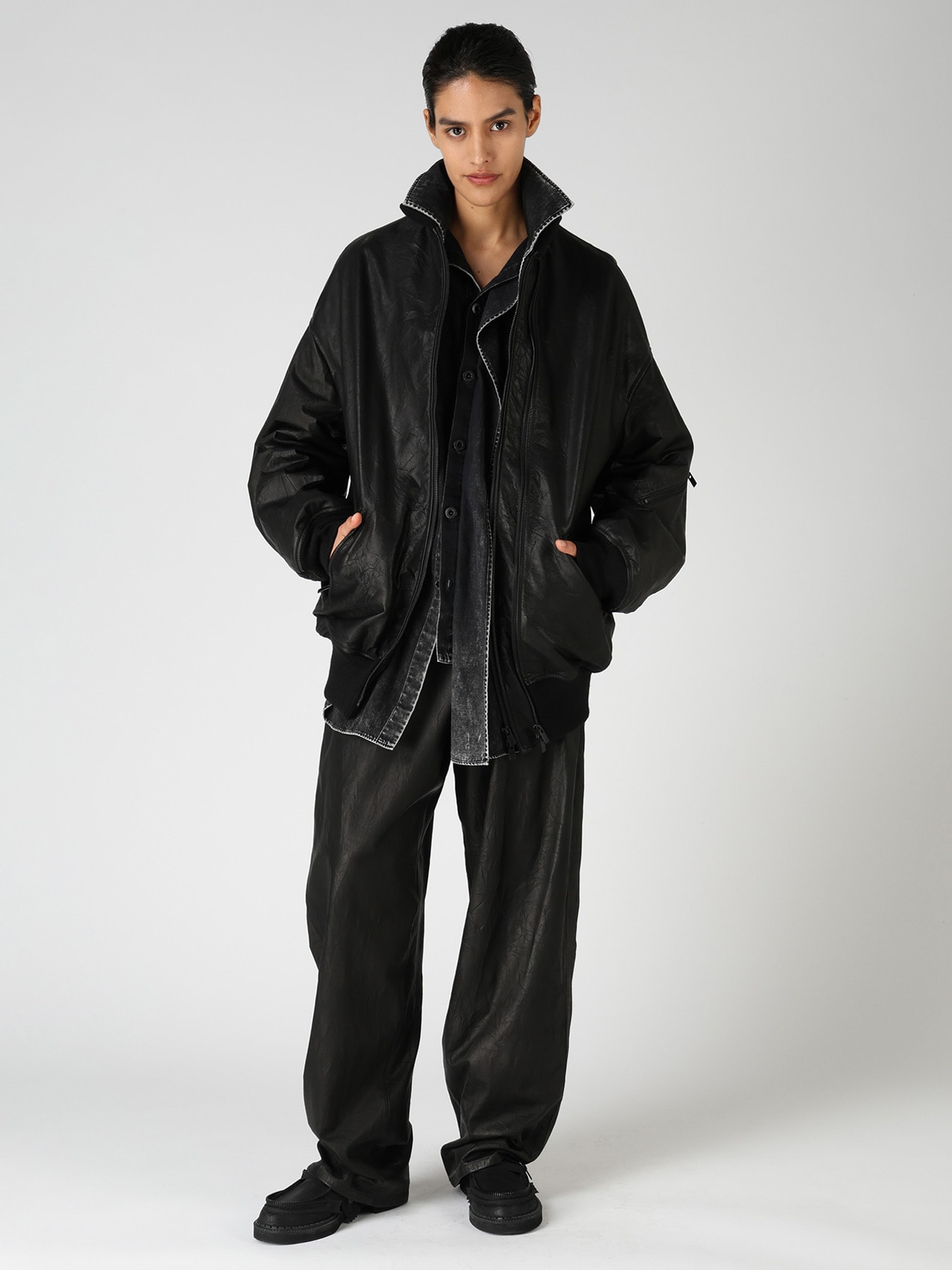 SOFT LEATHER DOUBLE ZIP BLOUSON