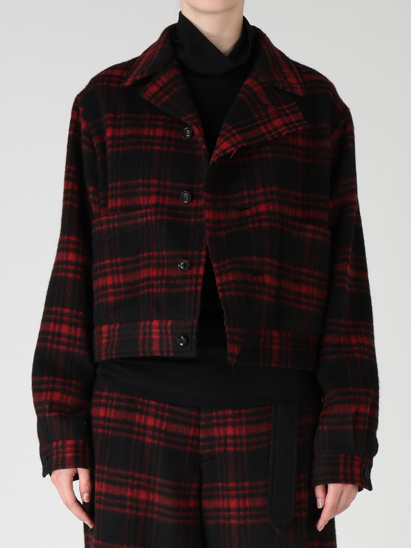 SHAGGY PLAID BLOUSON