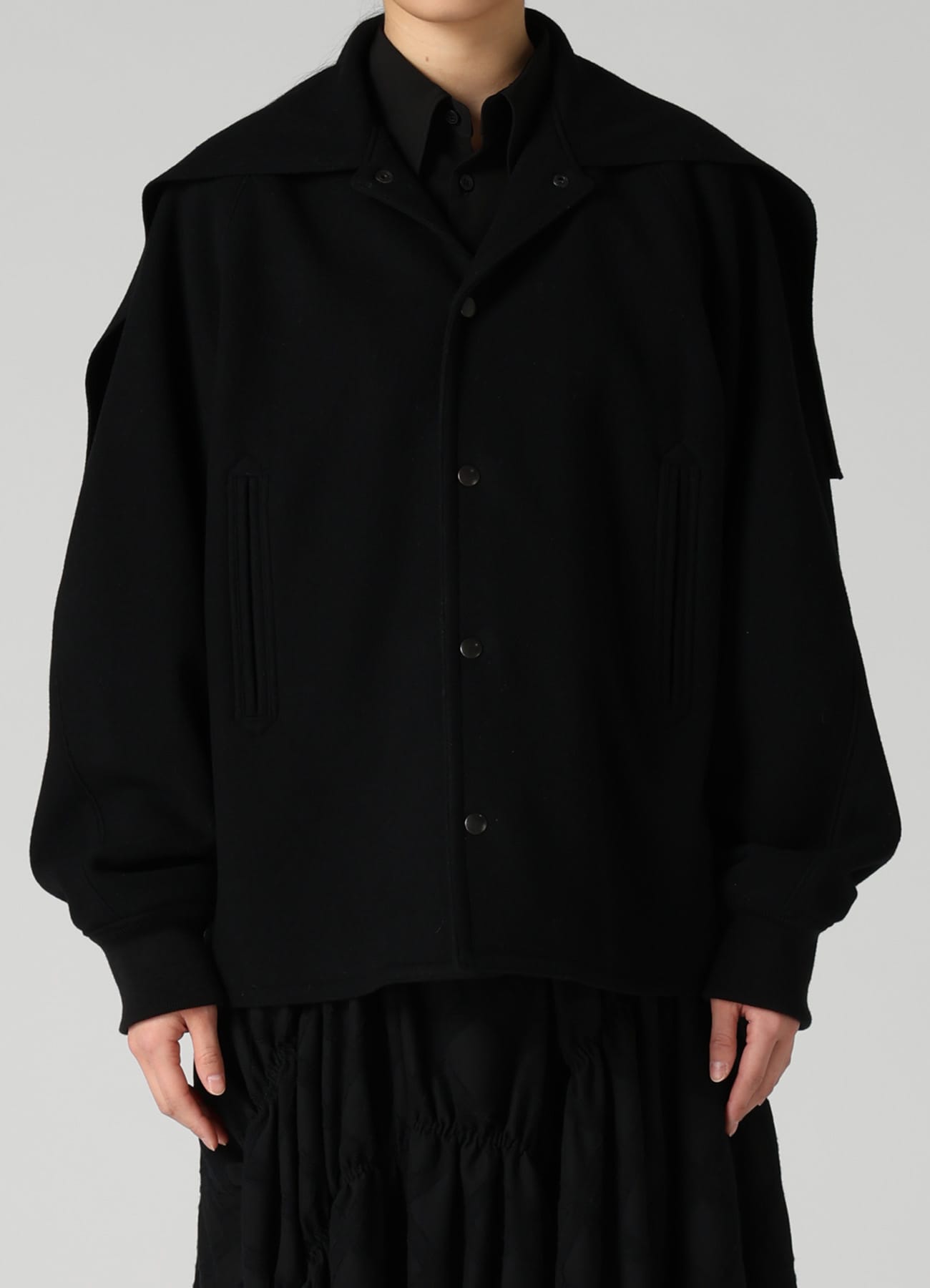 CASHMERE KNIT FLEECE SAILOR COLLAR JACKET