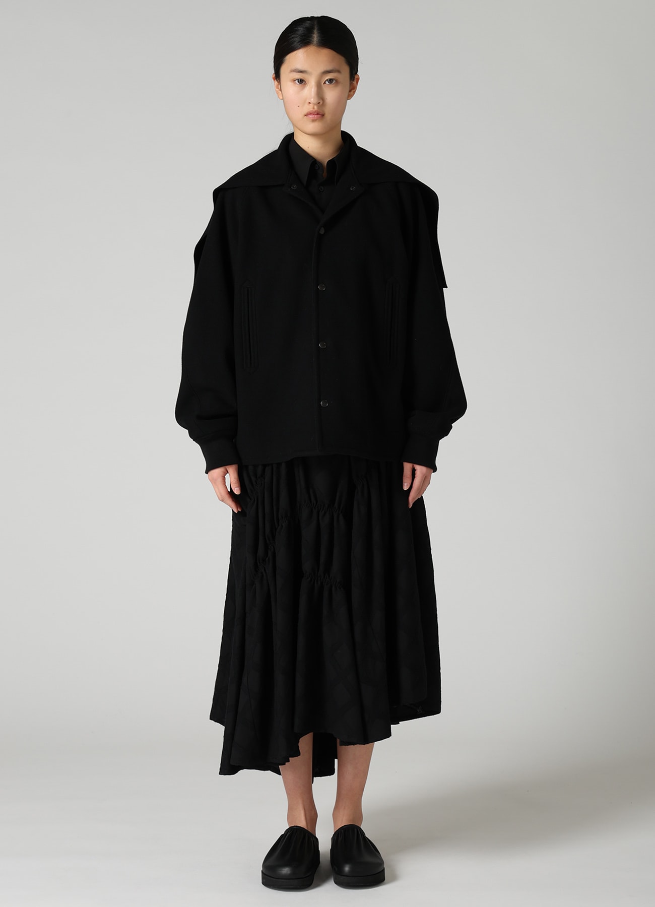CASHMERE KNIT FLEECE SAILOR COLLAR JACKET
