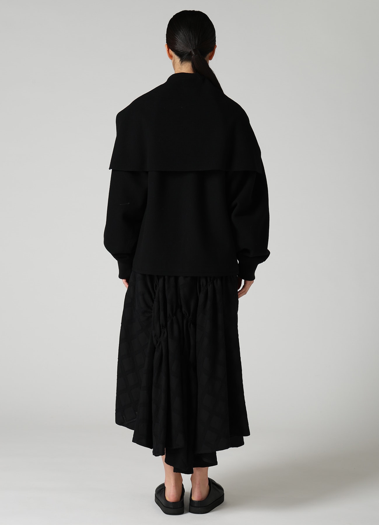 CASHMERE KNIT FLEECE SAILOR COLLAR JACKET