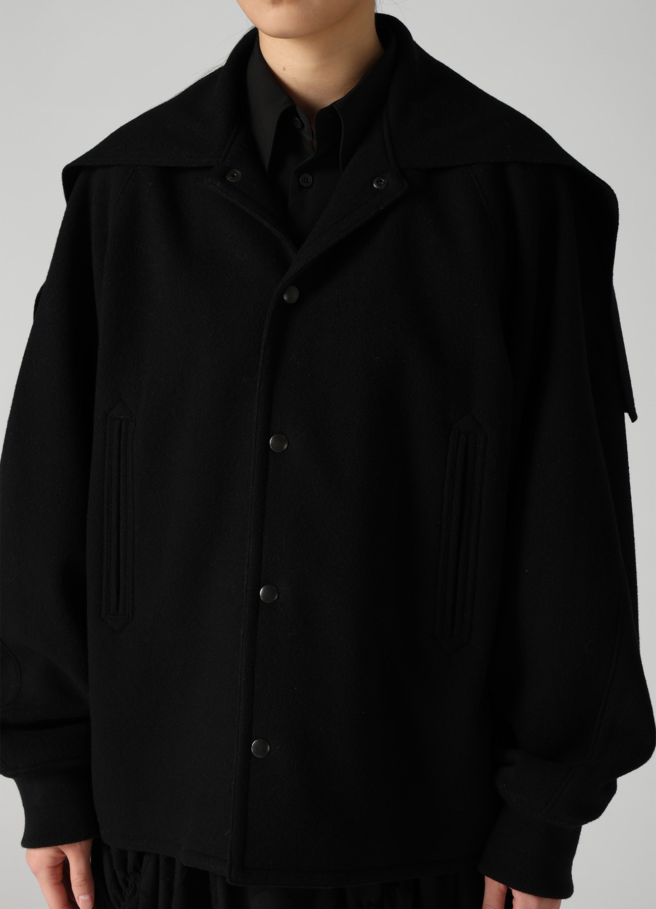 CASHMERE KNIT FLEECE SAILOR COLLAR JACKET